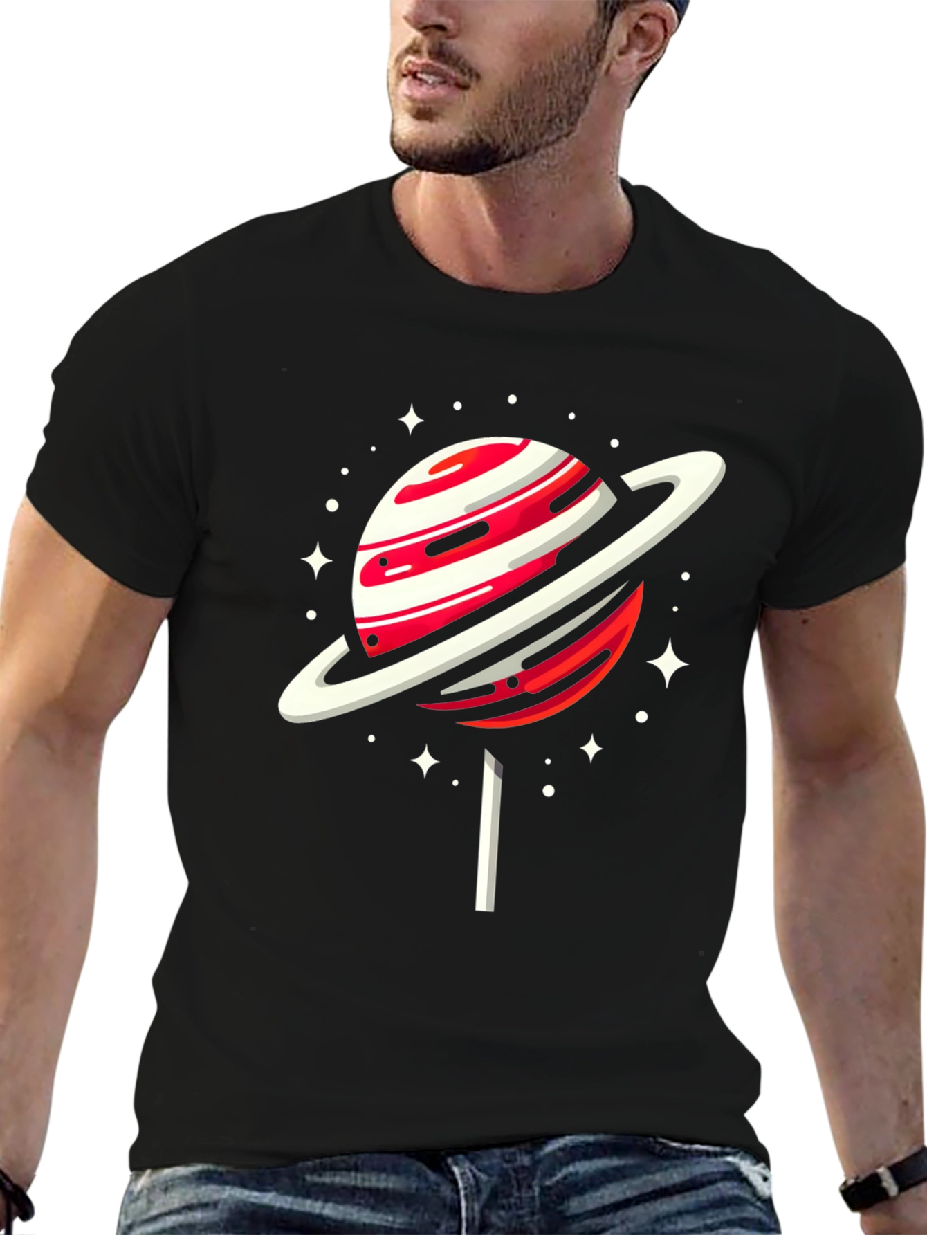 Saturn Lollipop Graphic Tee - Unique Space Design