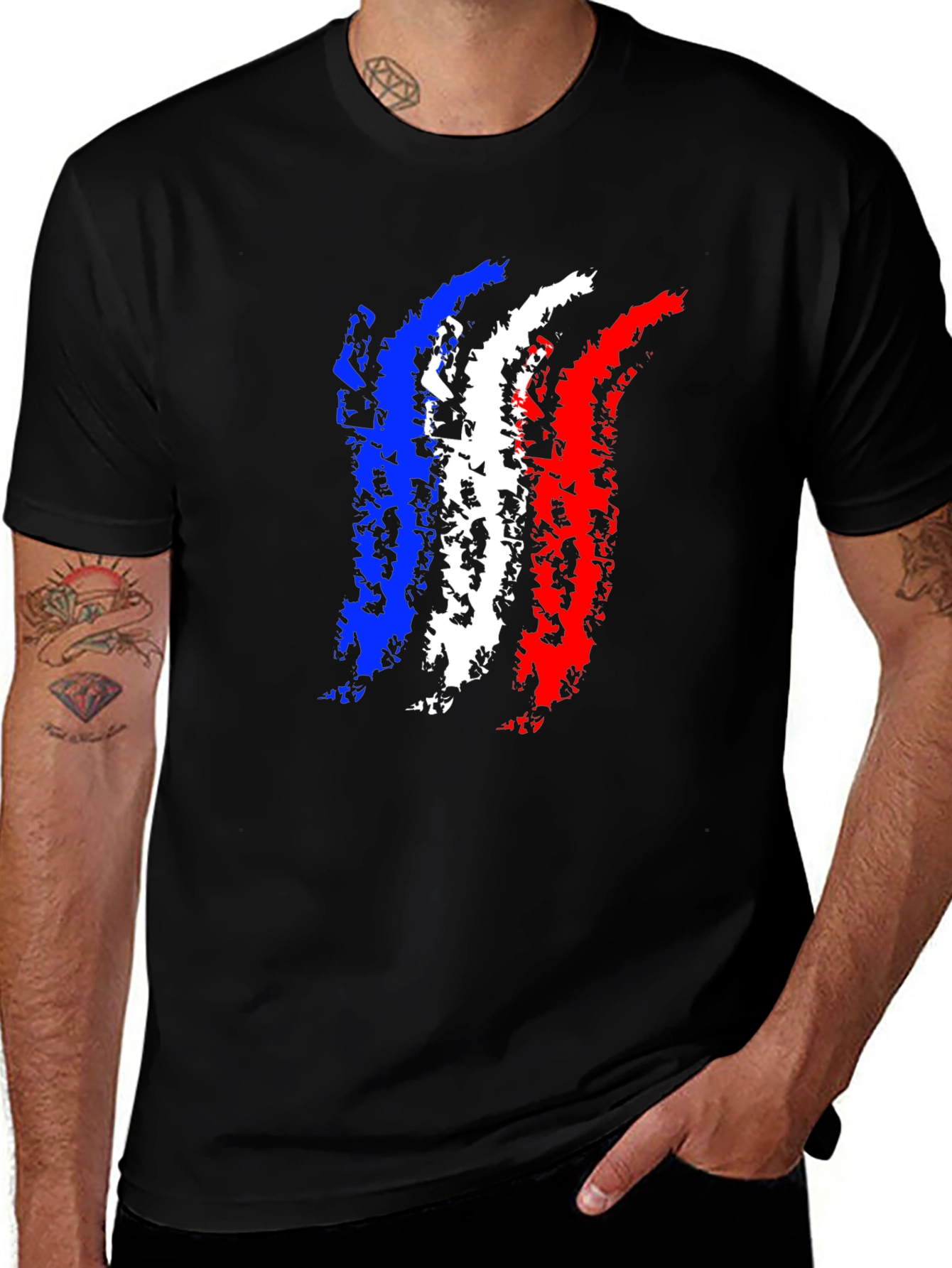 France Flag Black T-Shirt