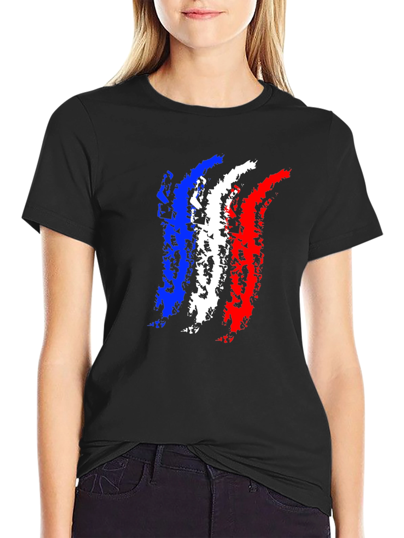 France Flag Black T-Shirt