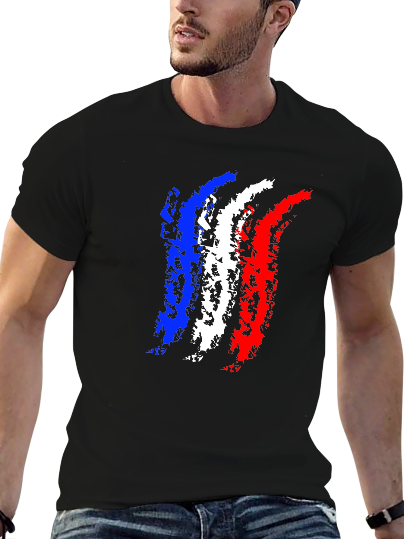 France Flag Black T-Shirt