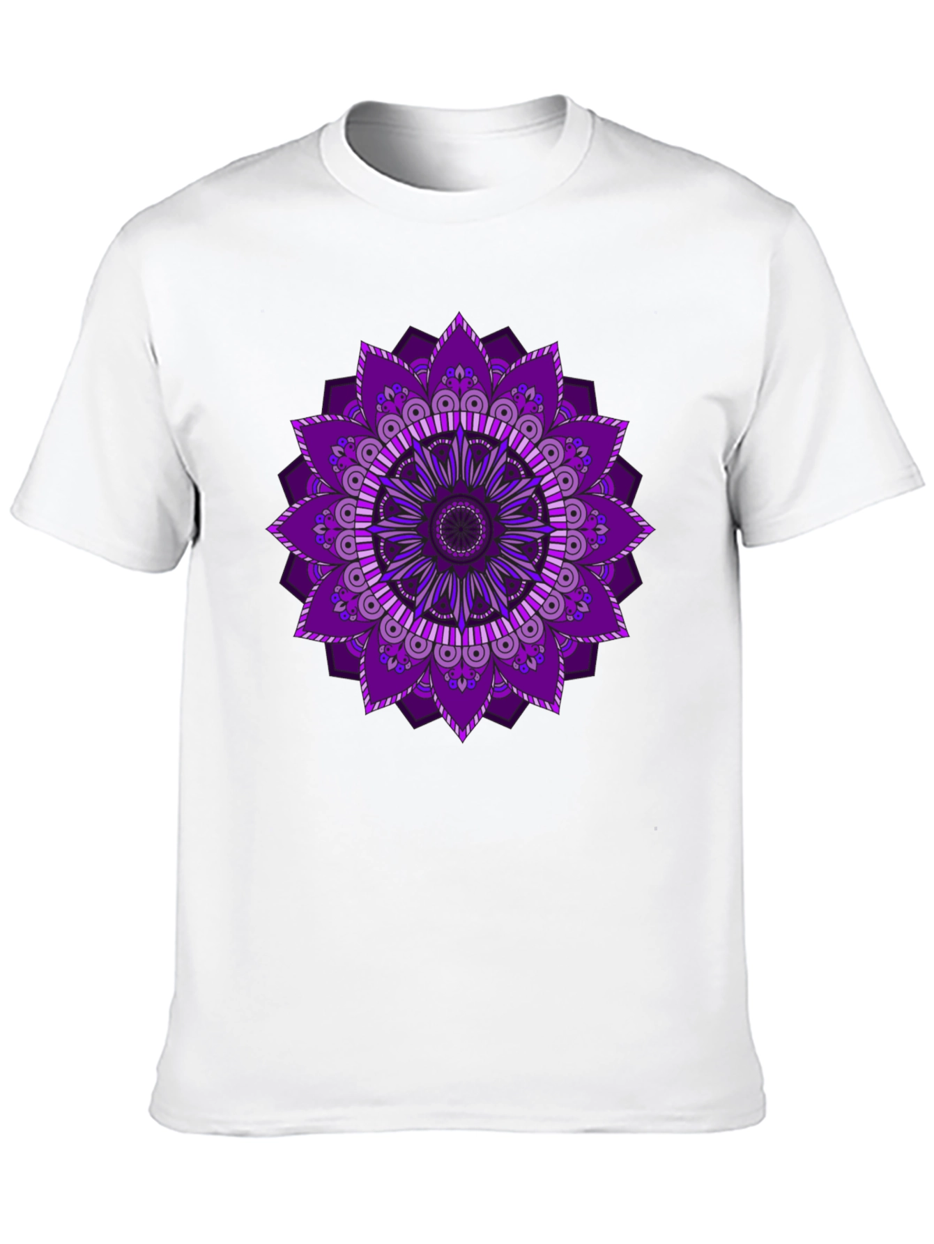 Purple Mandala Print Black T-Shirt