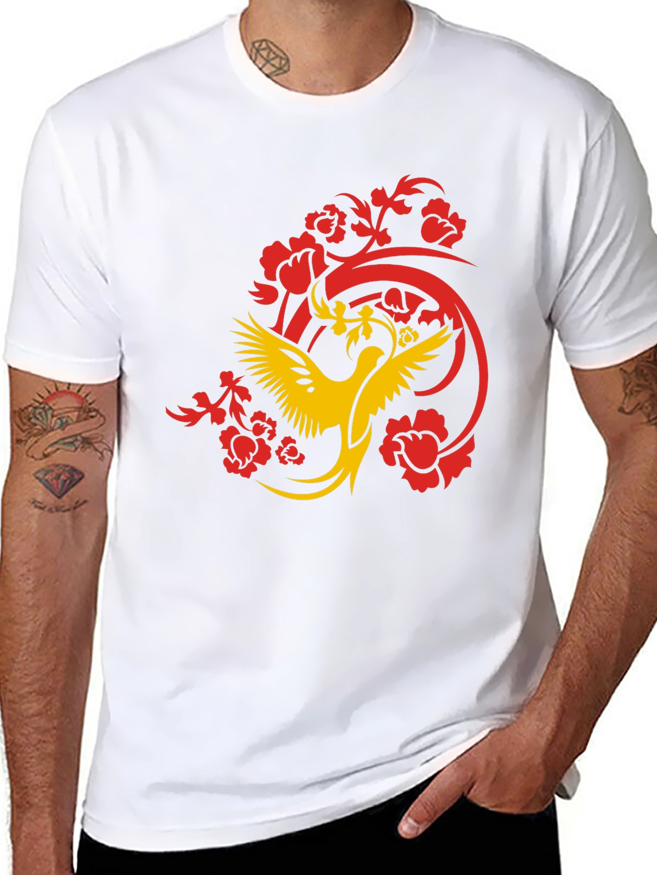 Phoenix Graphic Print Black T-Shirt