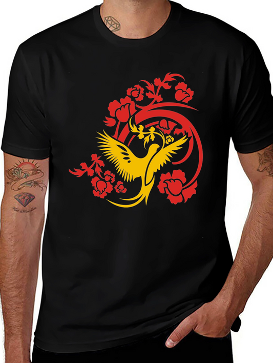 Phoenix Graphic Print Black T-Shirt