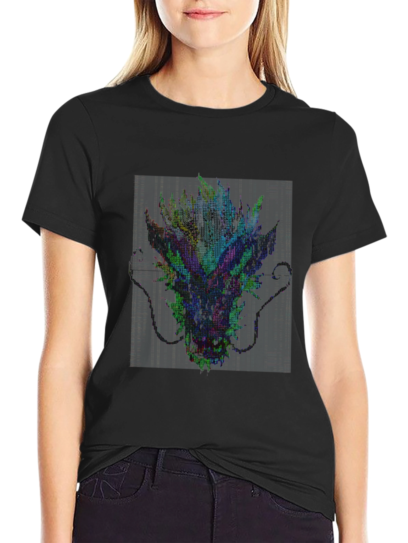 Pixel Dragon Graphic Print Mens T-Shirt