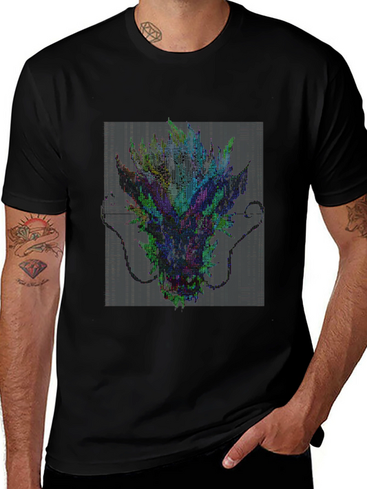 Pixel Dragon Graphic Print Mens T-Shirt