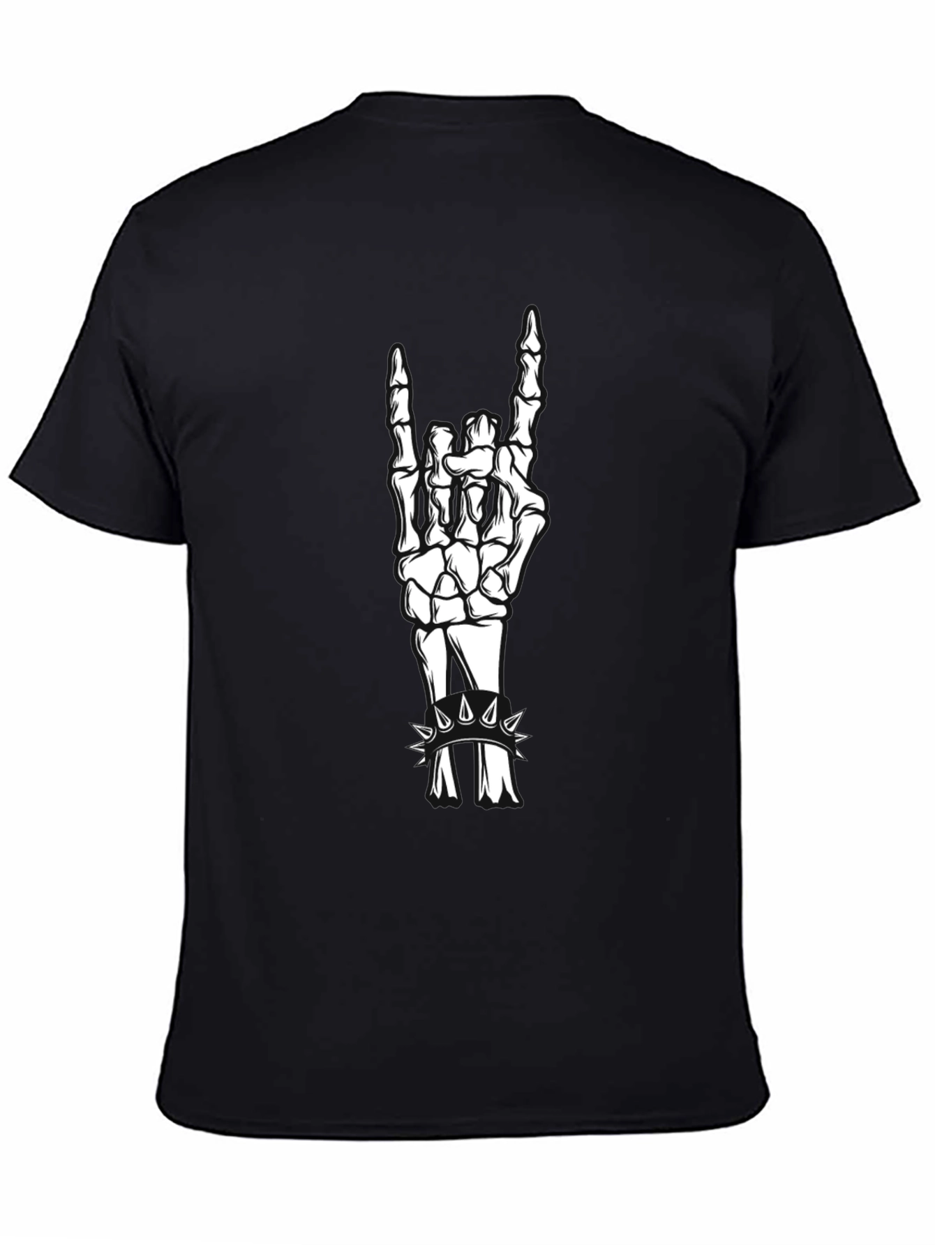 Skeleton Hand Rock On Black T-Shirt