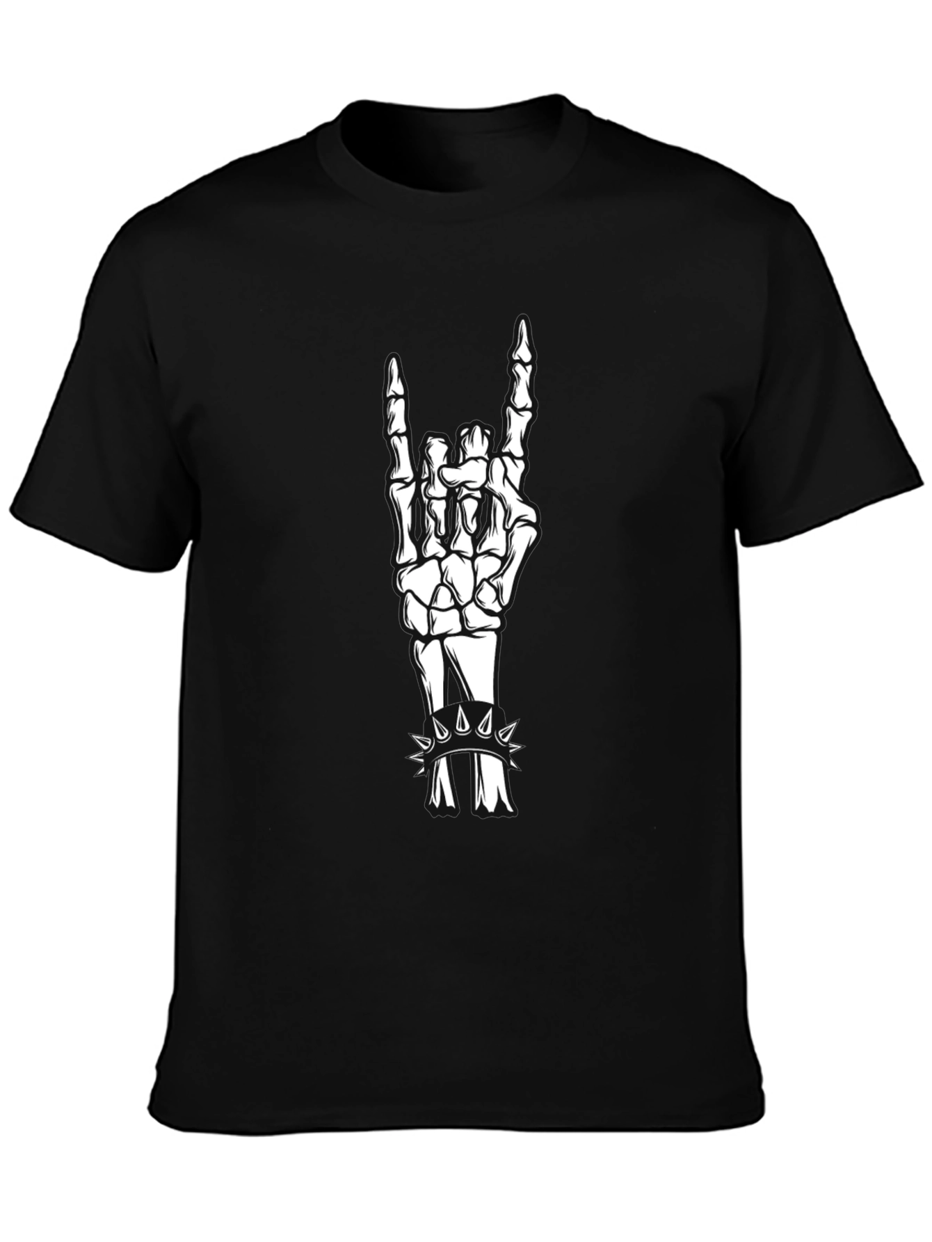 Skeleton Hand Rock On Black T-Shirt