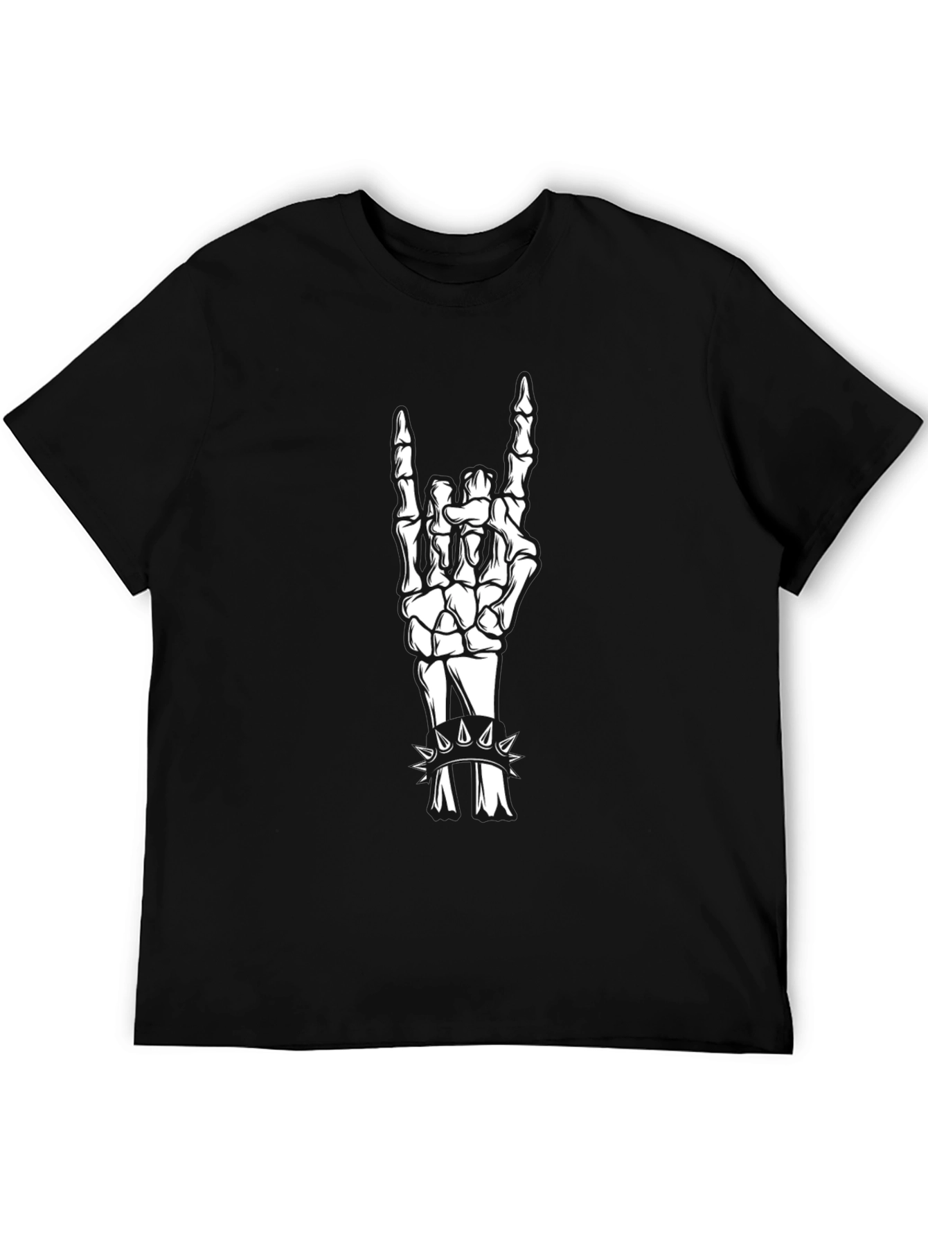 Skeleton Hand Rock On Black T-Shirt