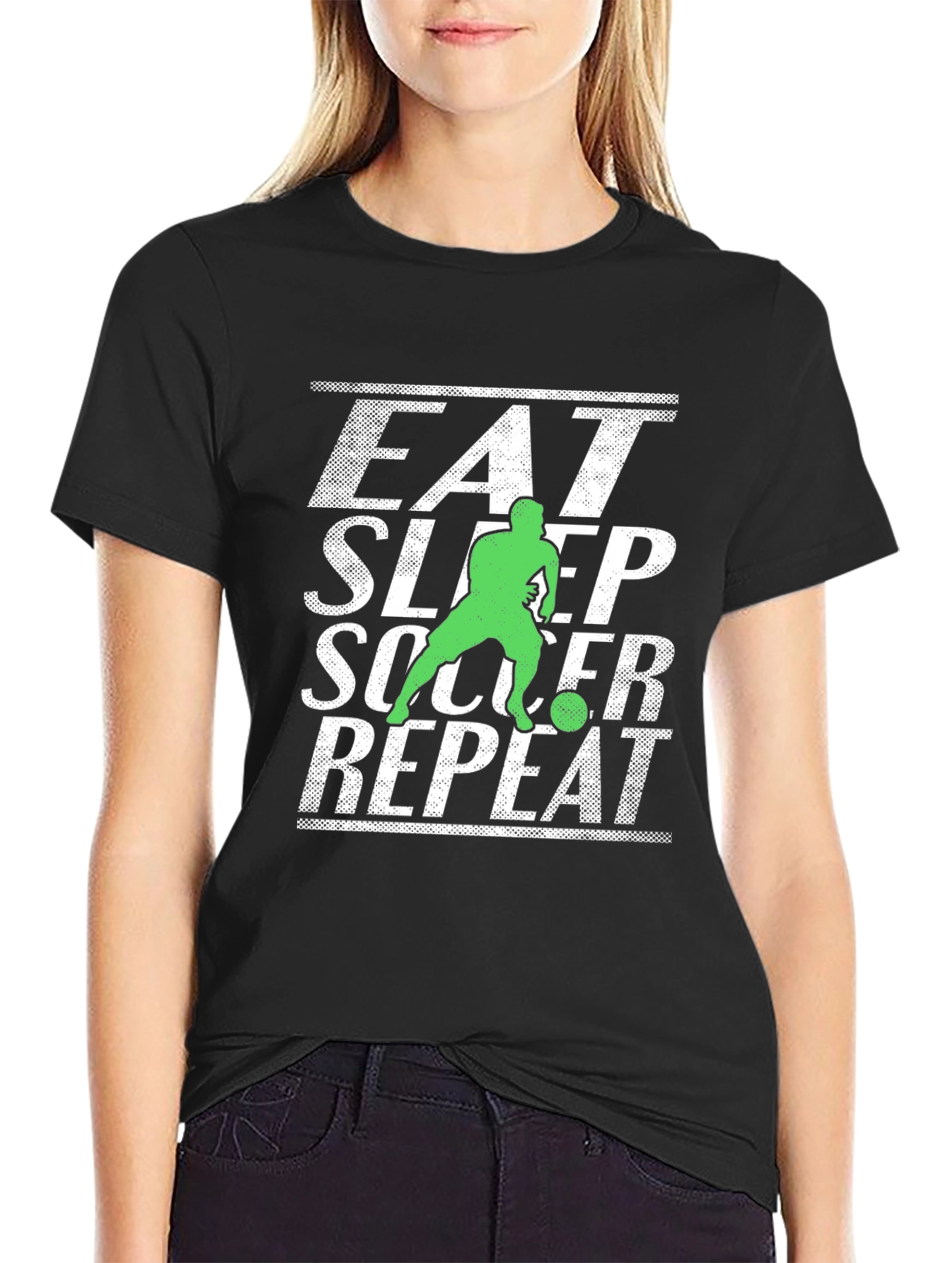Eat Sleep Soccer Repeat Graphic Tee