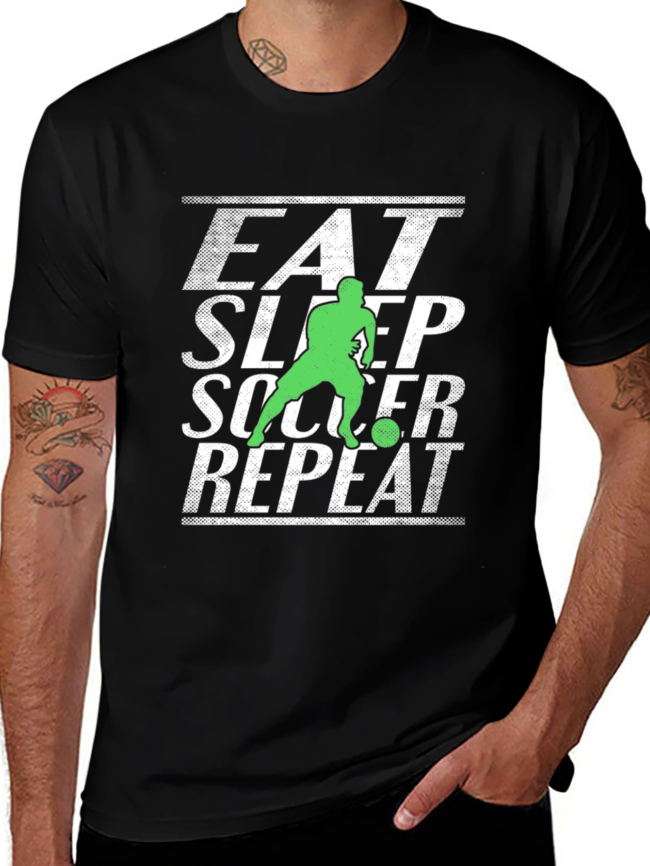 Eat Sleep Soccer Repeat Graphic Tee