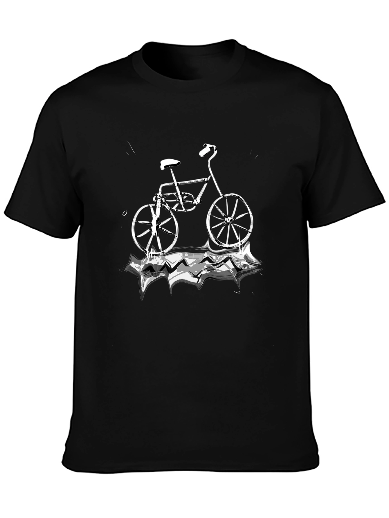 Black T-Shirt with Bicycle Graphic