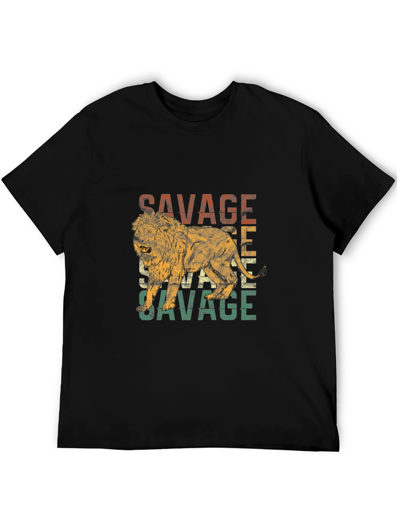 Savage Lion Graphic Print Crew Neck T-Shirt