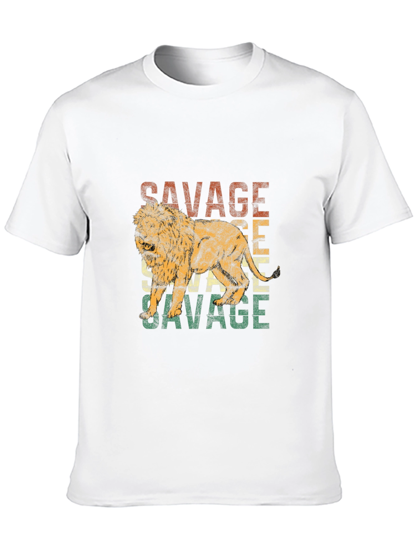 Savage Lion Graphic Print Crew Neck T-Shirt