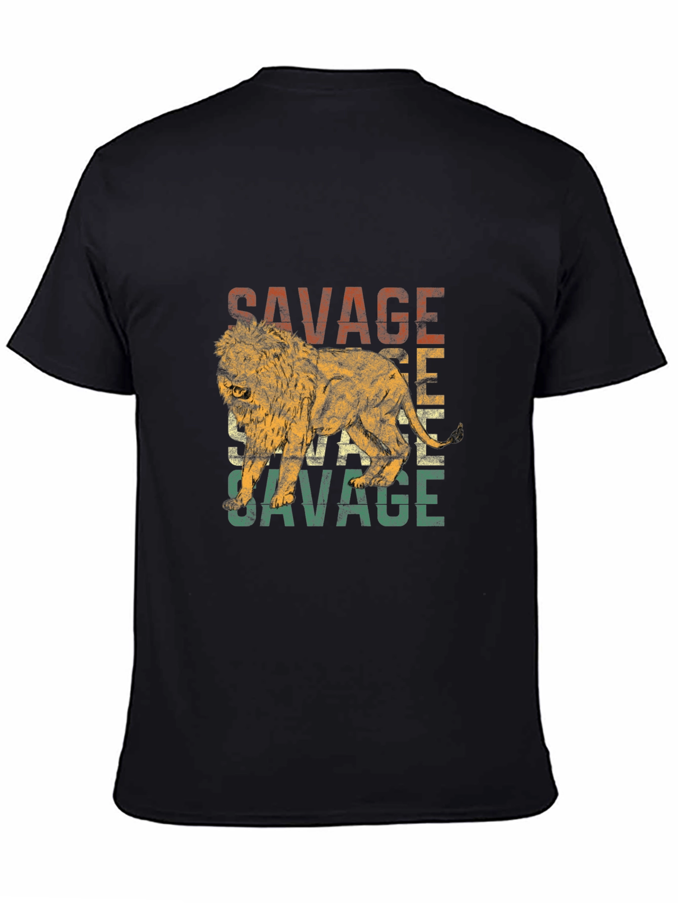 Savage Lion Graphic Print Crew Neck T-Shirt