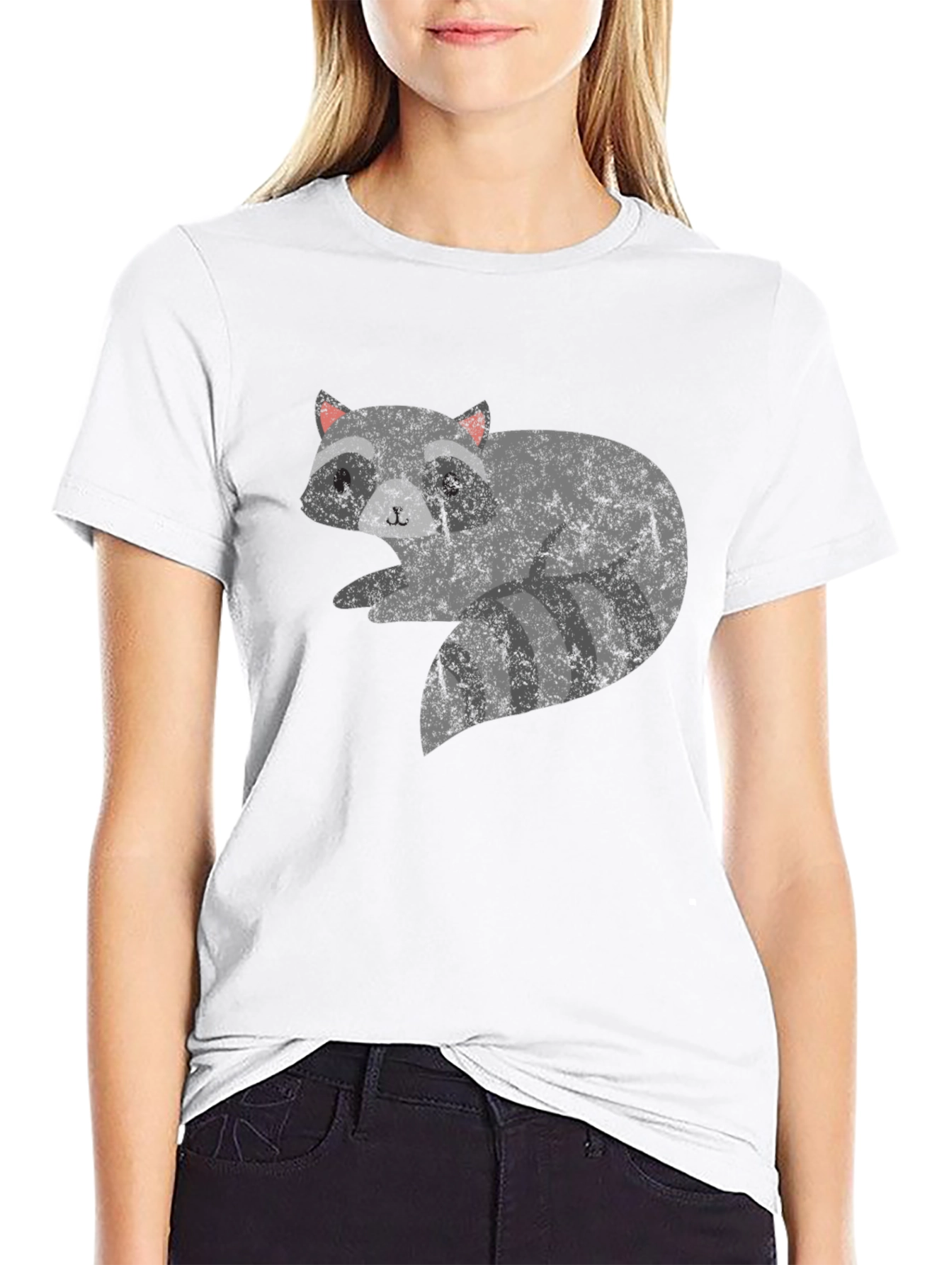 Raccoon Graphic Print Black T-Shirt
