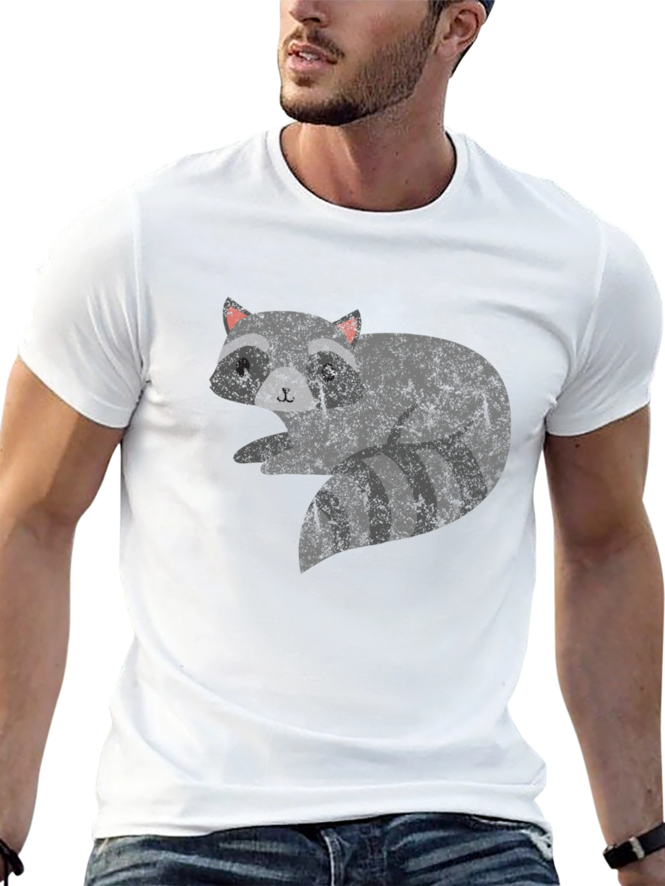 Raccoon Graphic Print Black T-Shirt