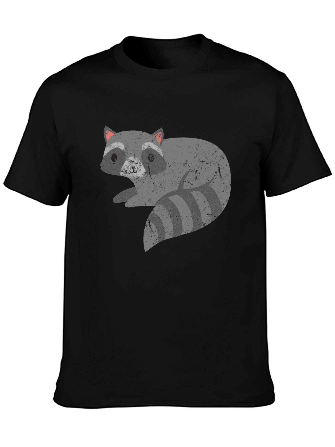 Raccoon Graphic Print Black T-Shirt
