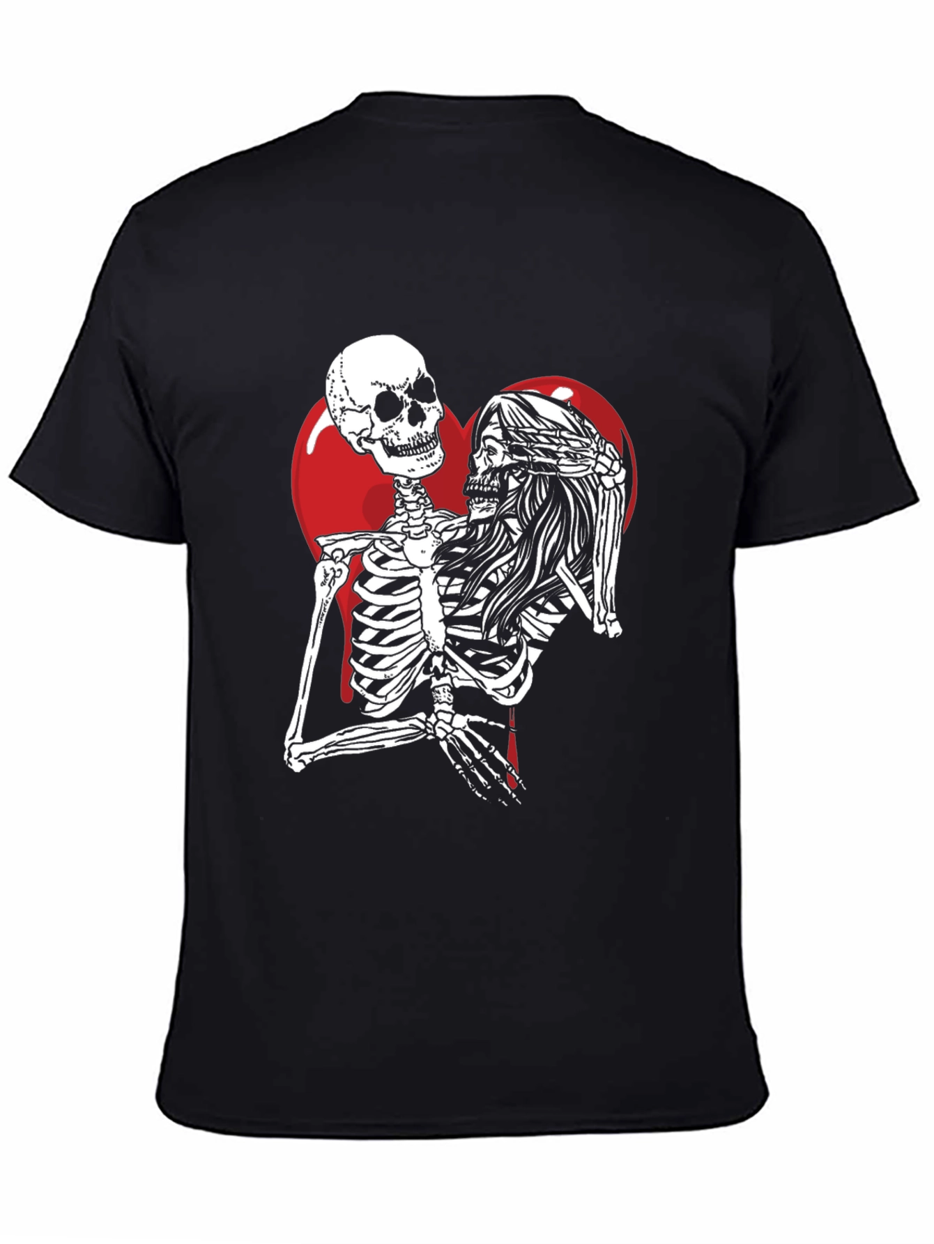 Skeleton Couple Heart Graphic T-Shirt