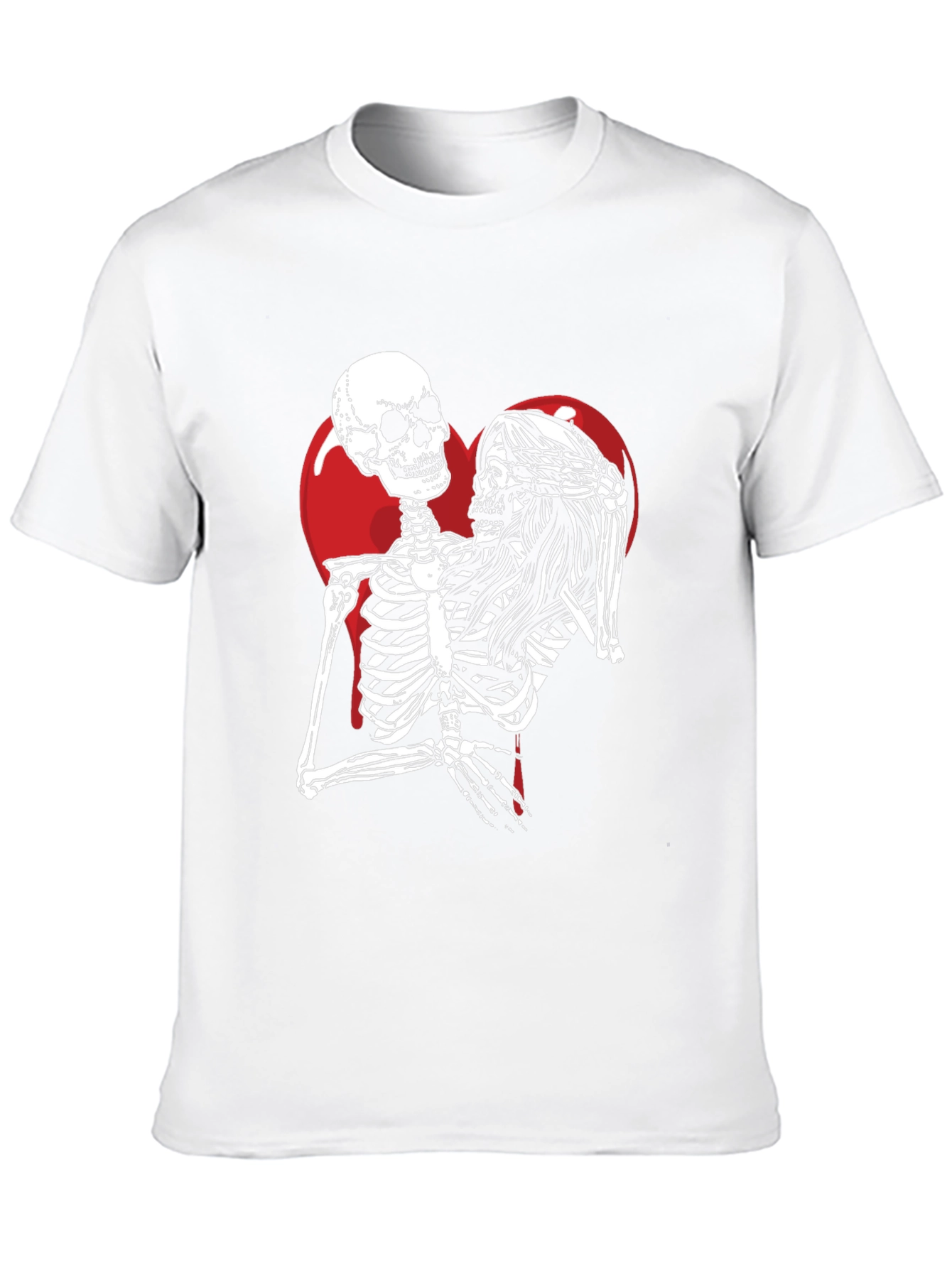 Skeleton Couple Heart Graphic T-Shirt