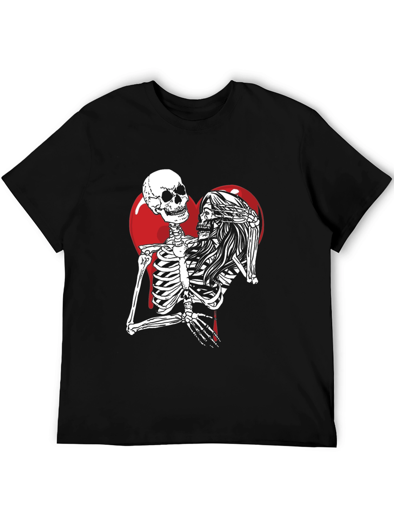 Skeleton Couple Heart Graphic T-Shirt