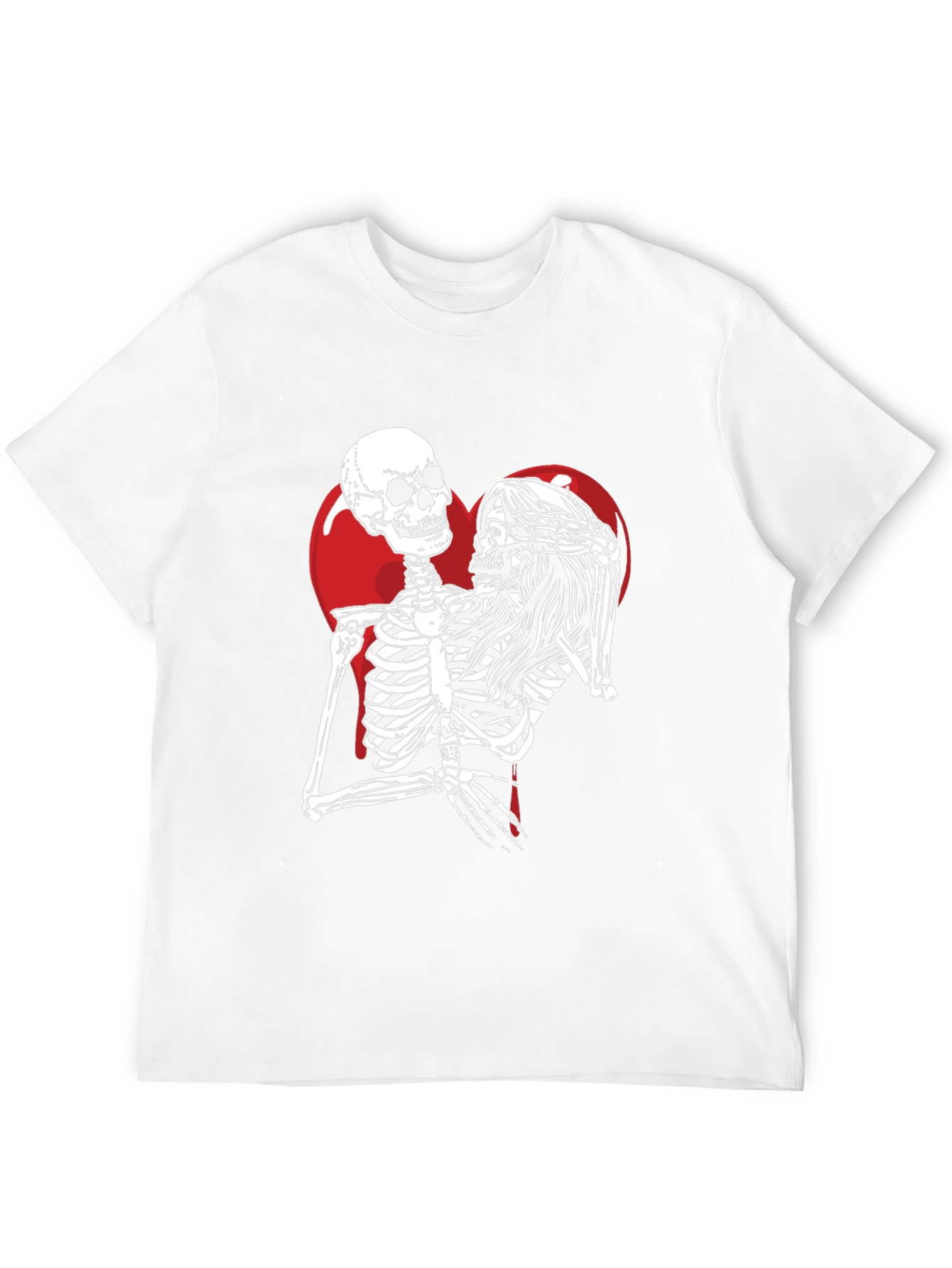 Skeleton Couple Heart Graphic T-Shirt