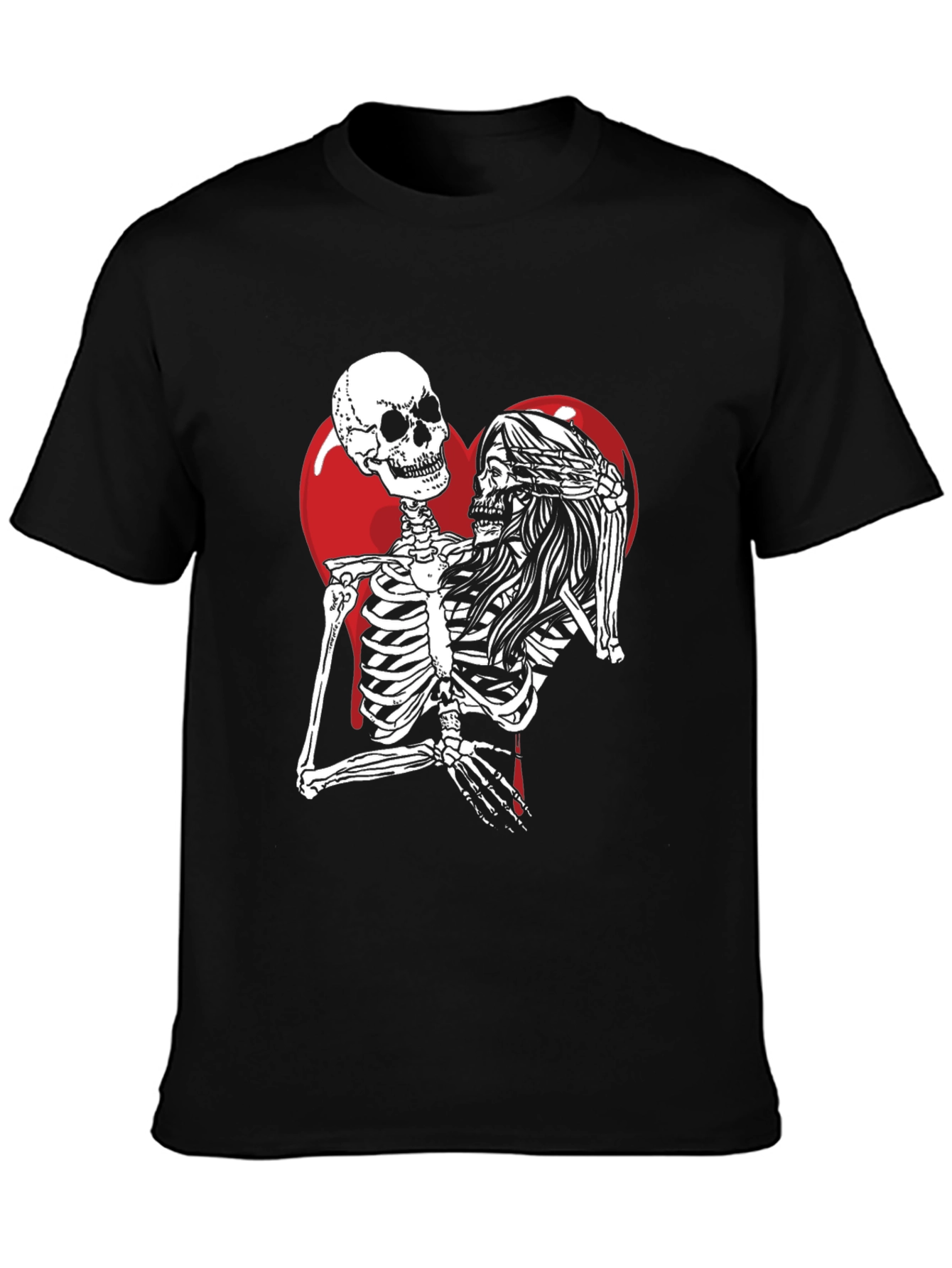 Skeleton Couple Heart Graphic T-Shirt