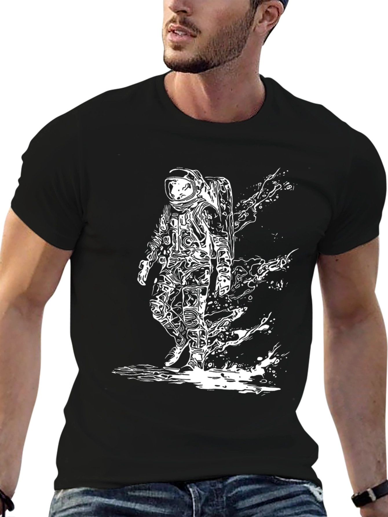 Astronaut Splash Graphic T-Shirt - Black