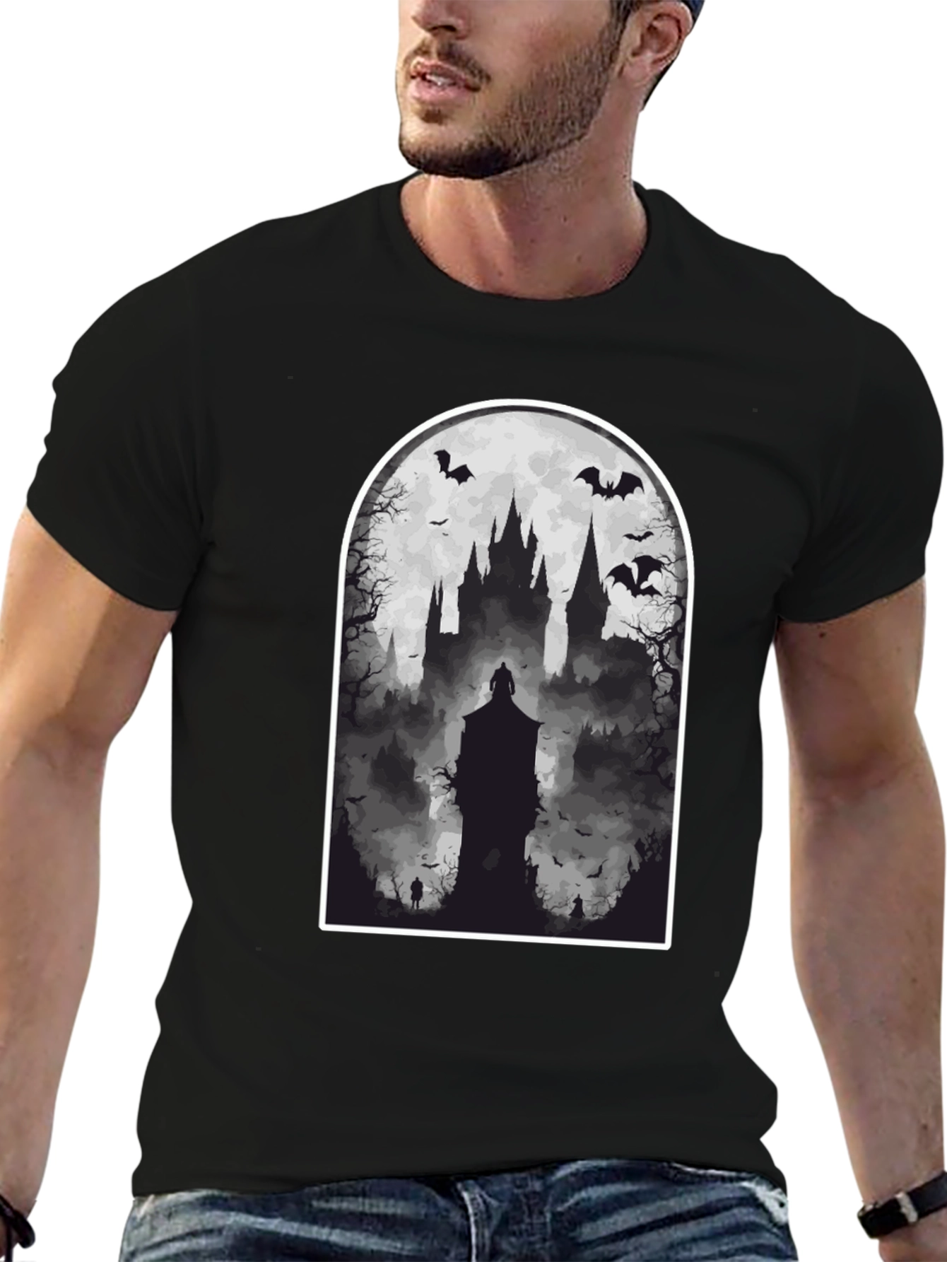 Spooky Castle T-Shirt - Gothic Halloween Tee