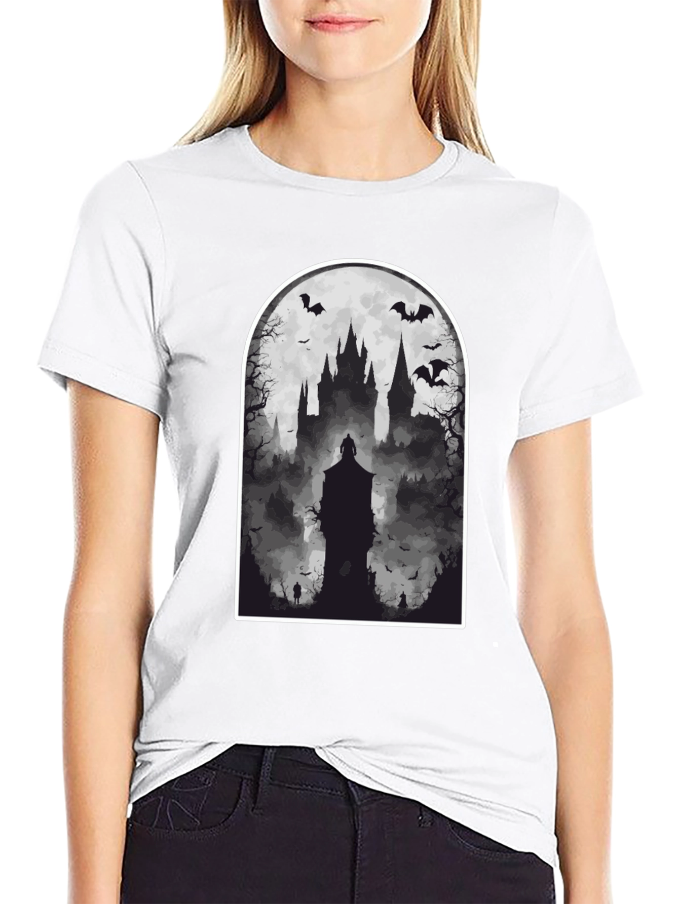 Spooky Castle T-Shirt - Gothic Halloween Tee
