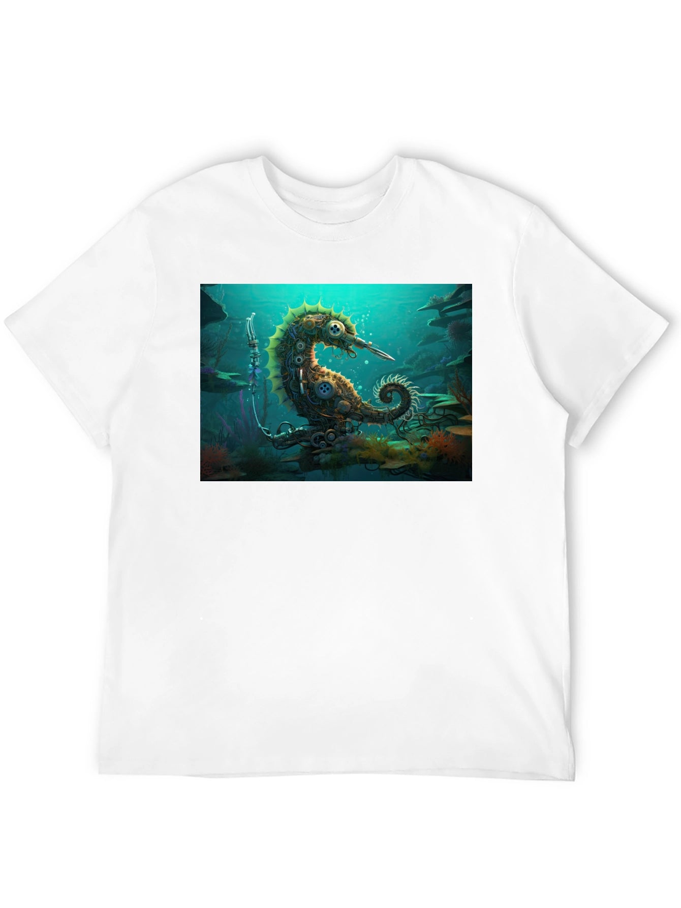 Steampunk Seahorse Black T-Shirt