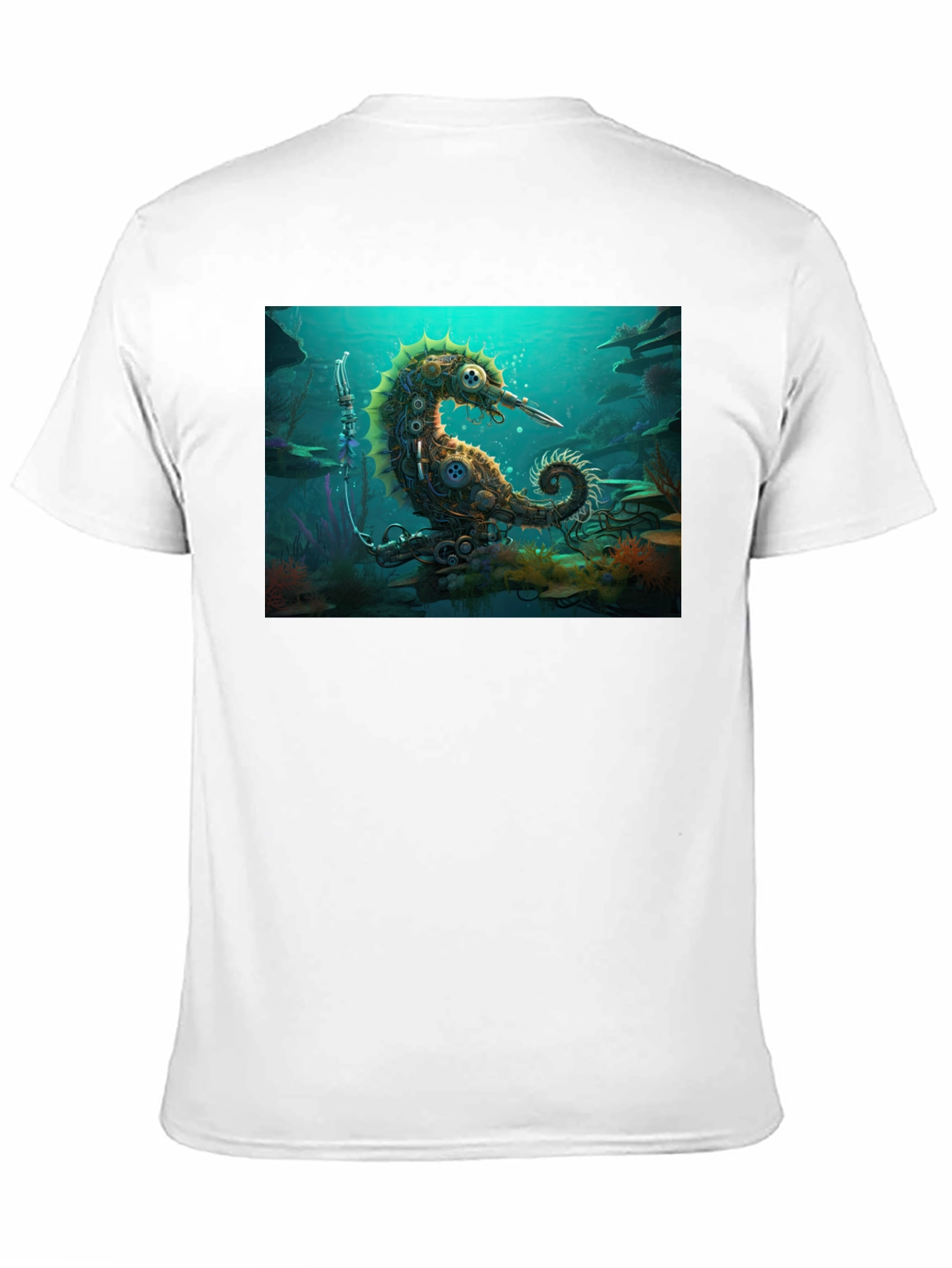 Steampunk Seahorse Black T-Shirt