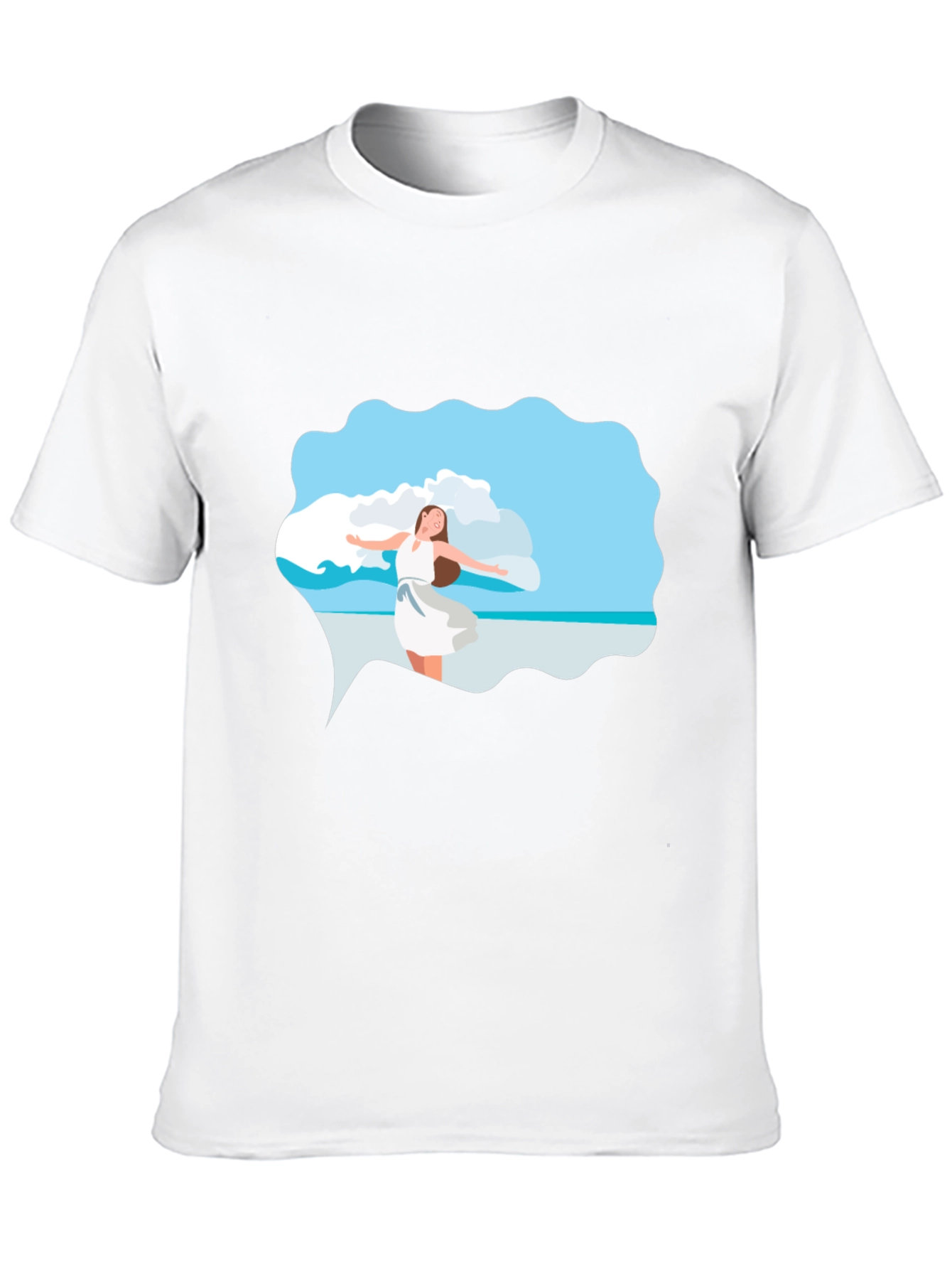 Black Tee - Beach Scene Graphic