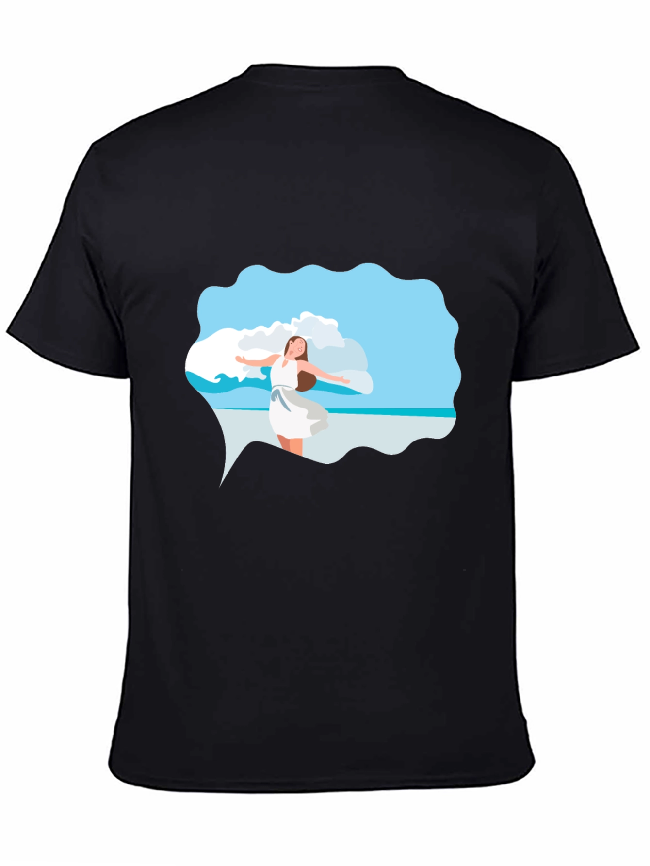 Black Tee - Beach Scene Graphic