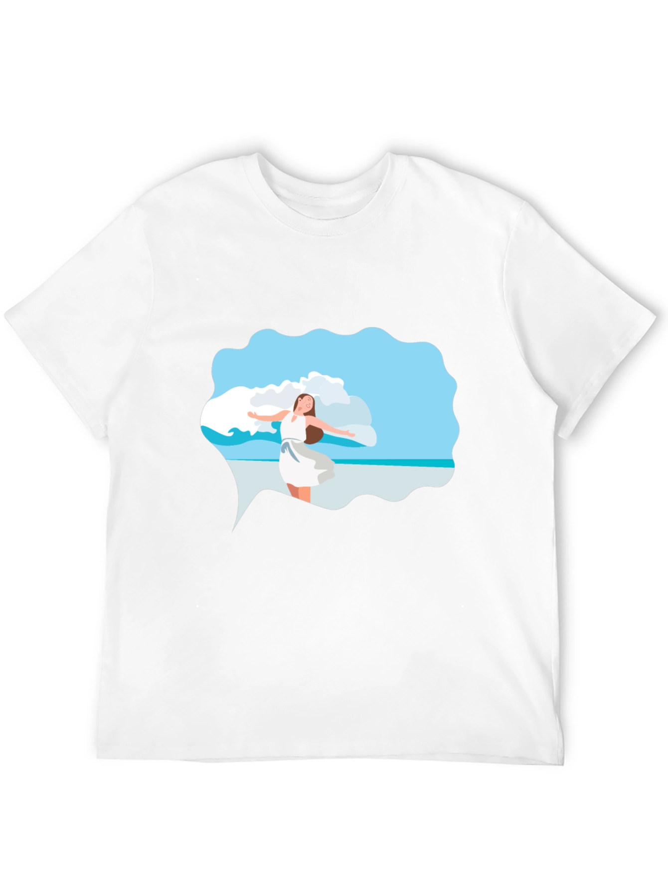 Black Tee - Beach Scene Graphic
