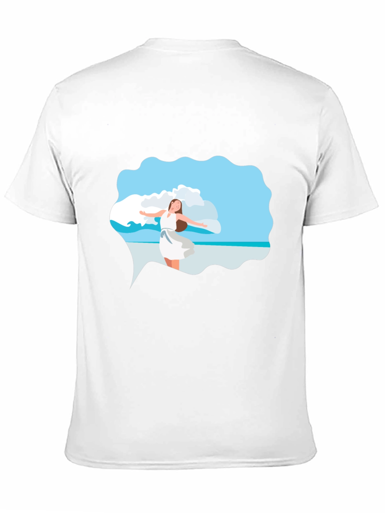 Black Tee - Beach Scene Graphic