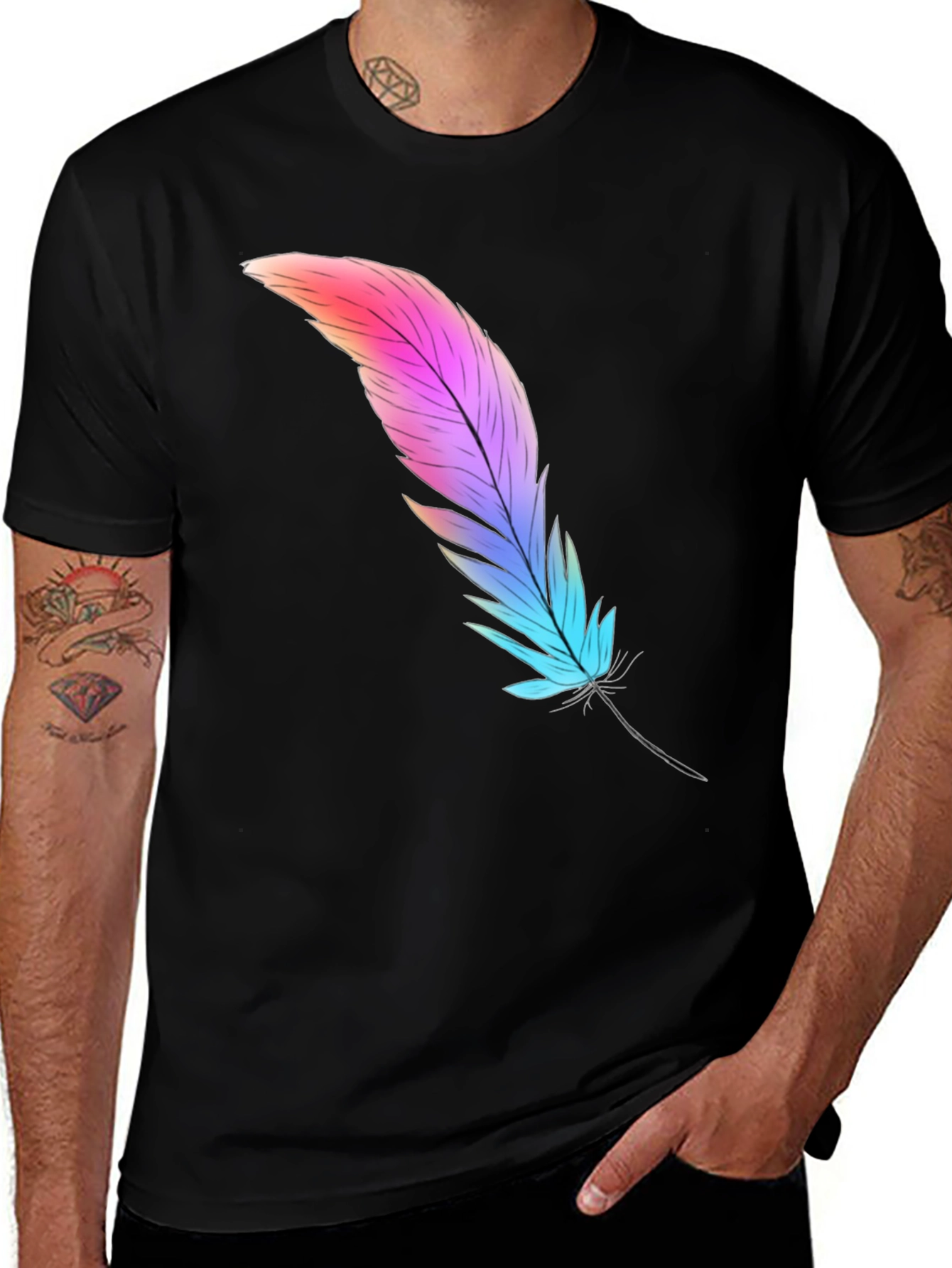 Feather Graphic Tee - Soft Cotton Blend