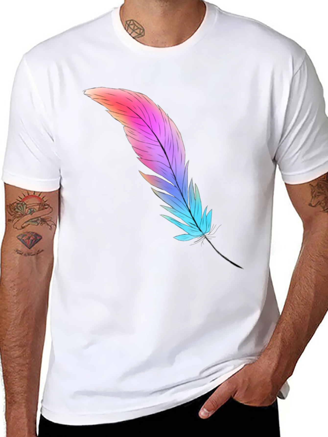 Feather Graphic Tee - Soft Cotton Blend