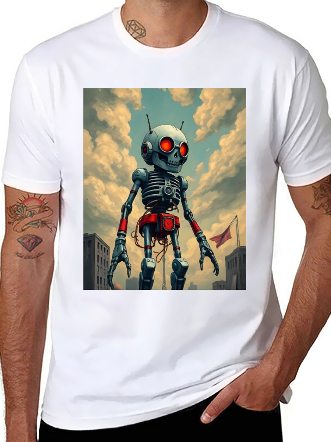 Robot Skeleton Art Graphic T-Shirt