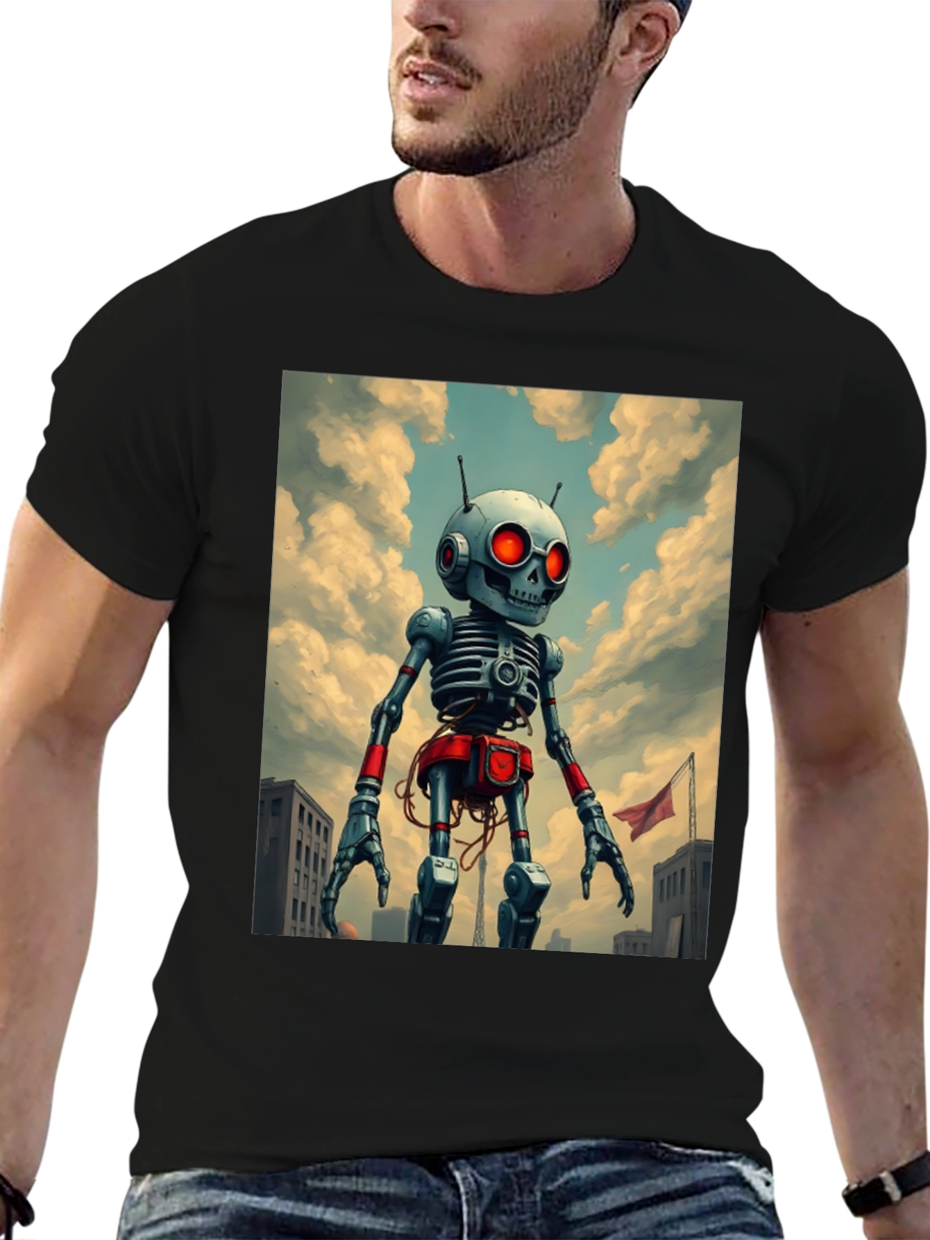 Robot Skeleton Art Graphic T-Shirt
