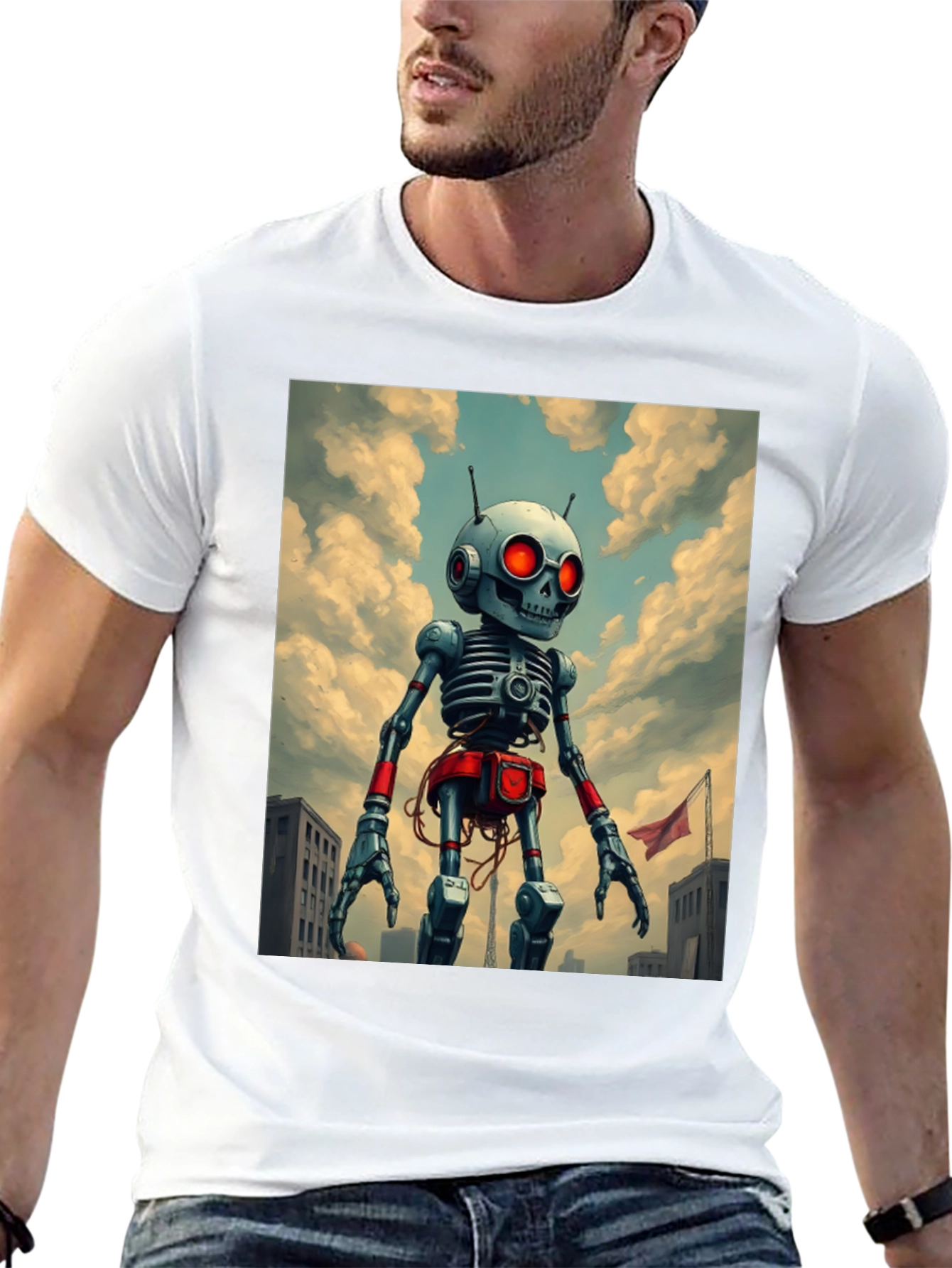 Robot Skeleton Art Graphic T-Shirt