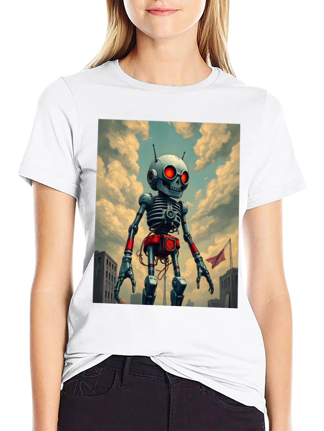 Robot Skeleton Art Graphic T-Shirt