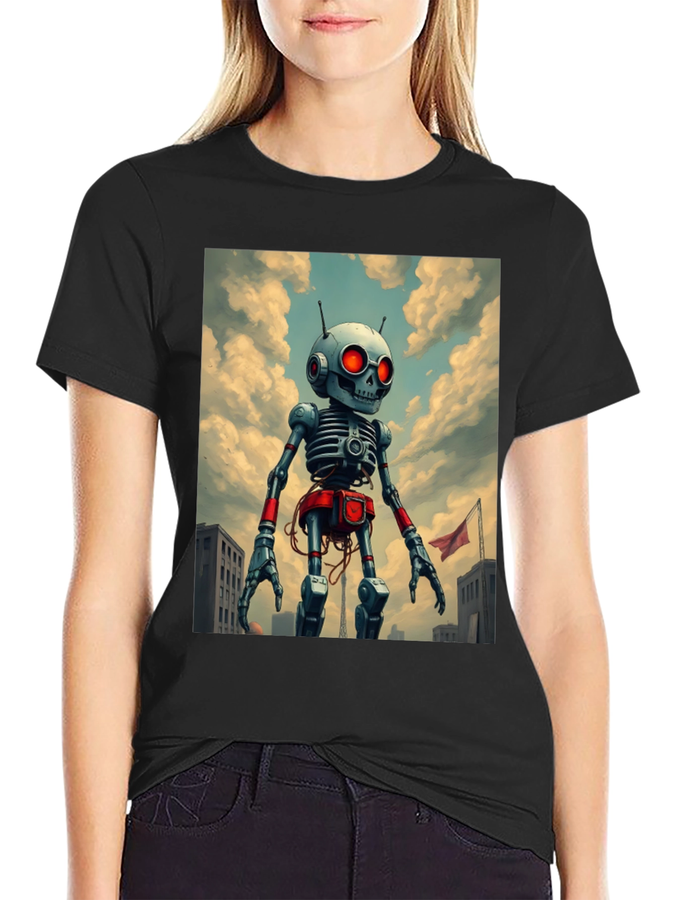 Robot Skeleton Art Graphic T-Shirt