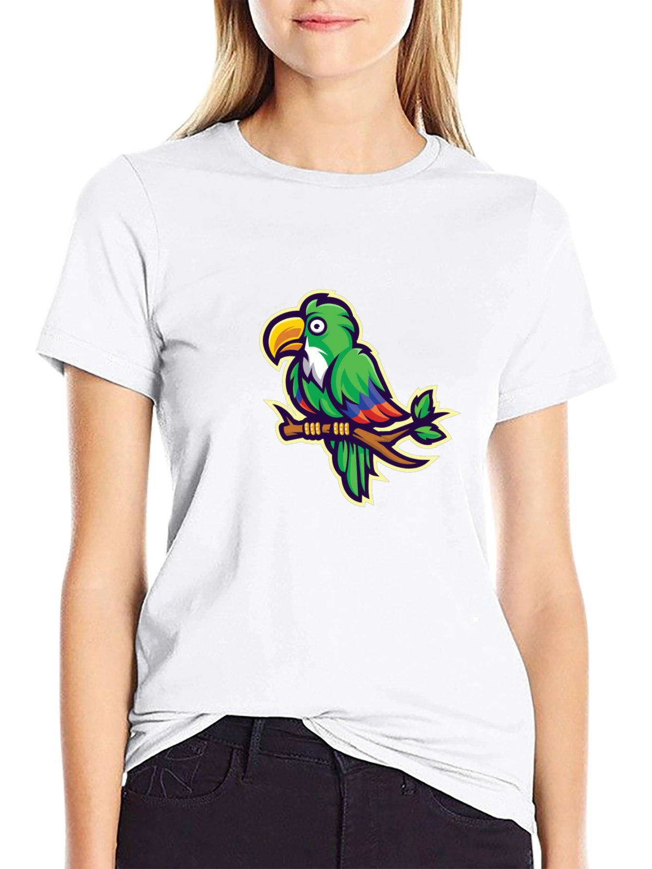 Parrot Graphic T-Shirt - Casual Black Tee