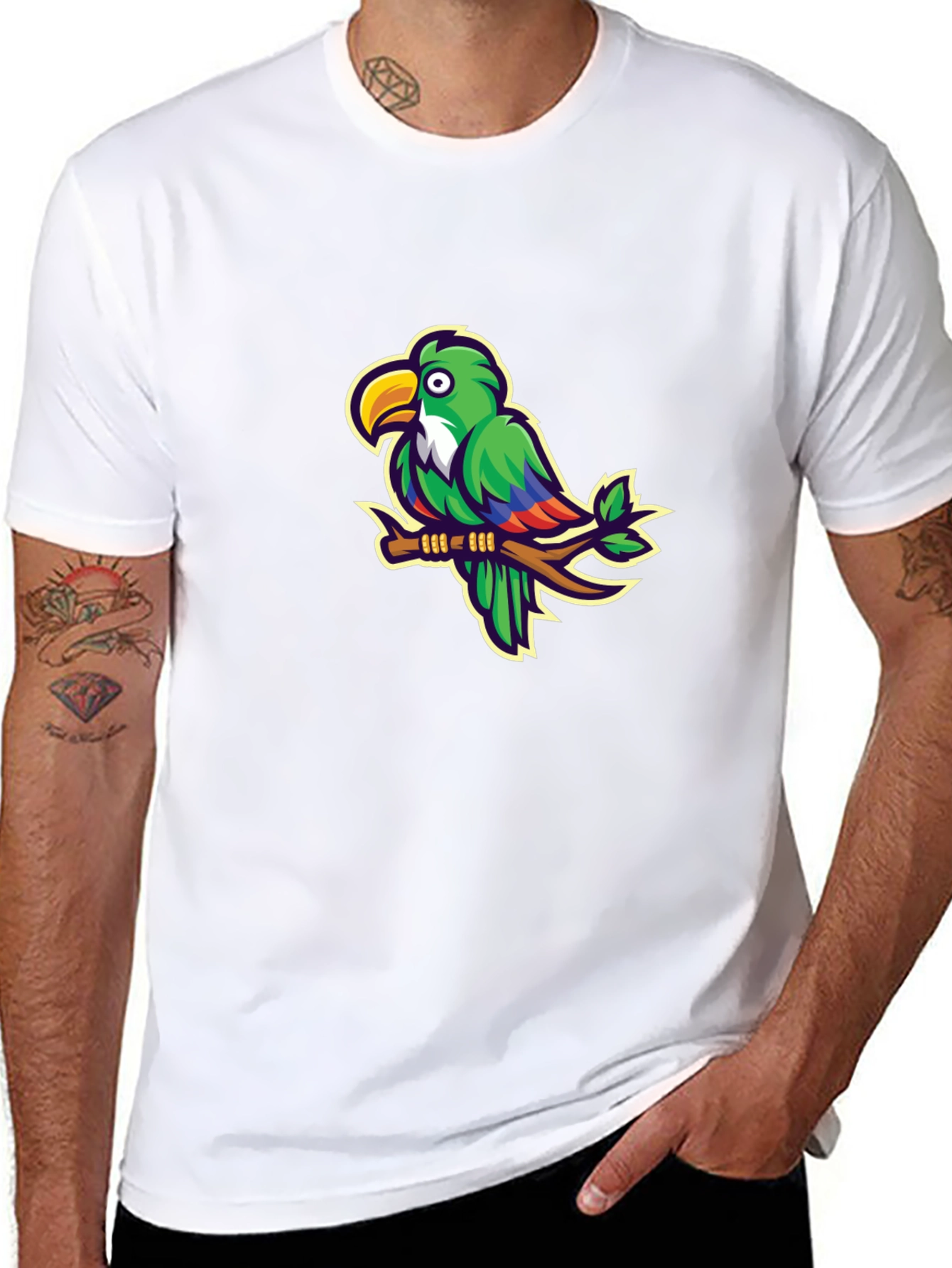Parrot Graphic T-Shirt - Casual Black Tee
