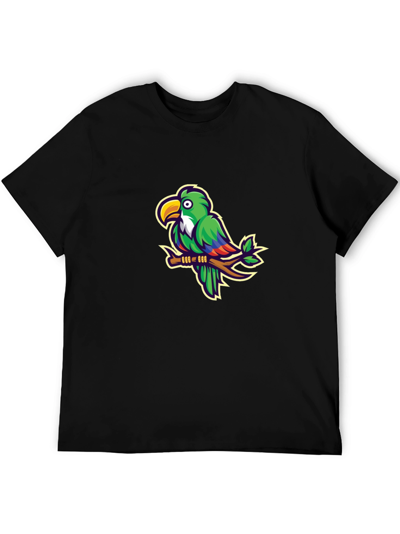 Parrot Graphic T-Shirt - Casual Black Tee