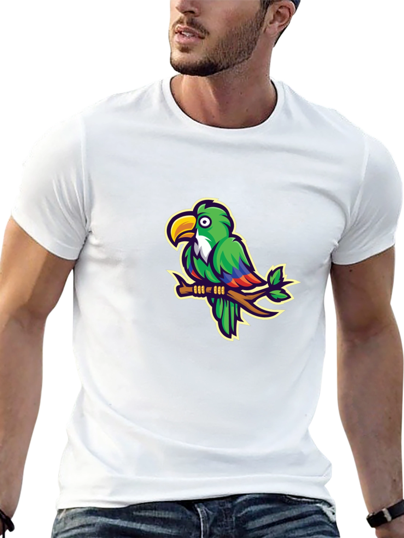 Parrot Graphic T-Shirt - Casual Black Tee