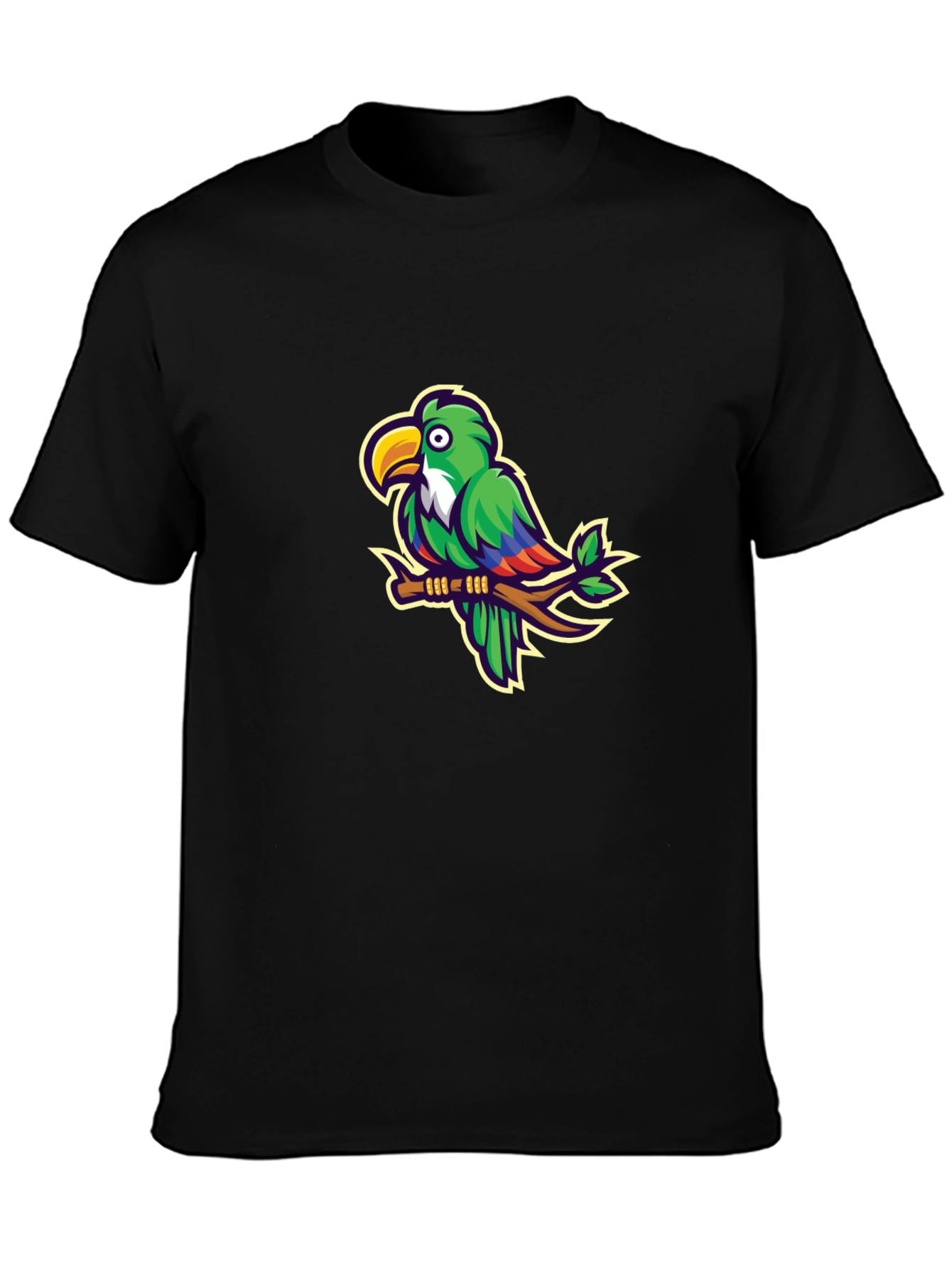 Parrot Graphic T-Shirt - Casual Black Tee