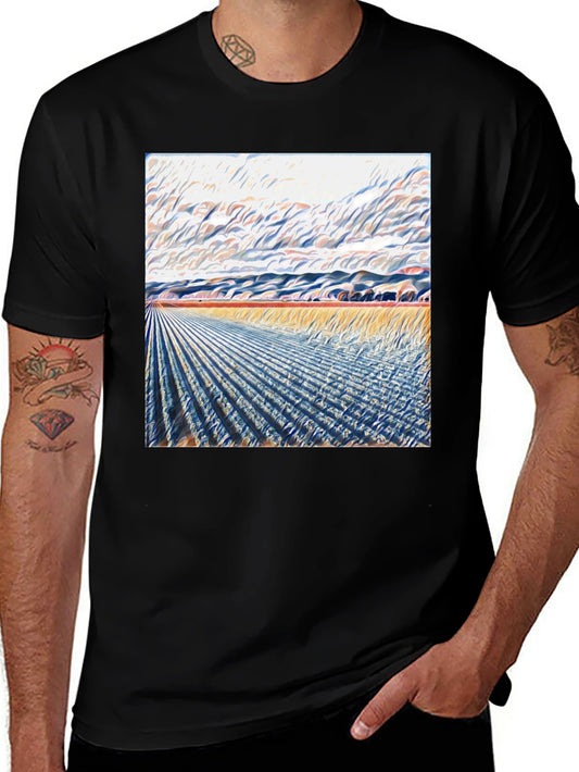 Abstract Landscape Print Tee - Modern Art Shirt