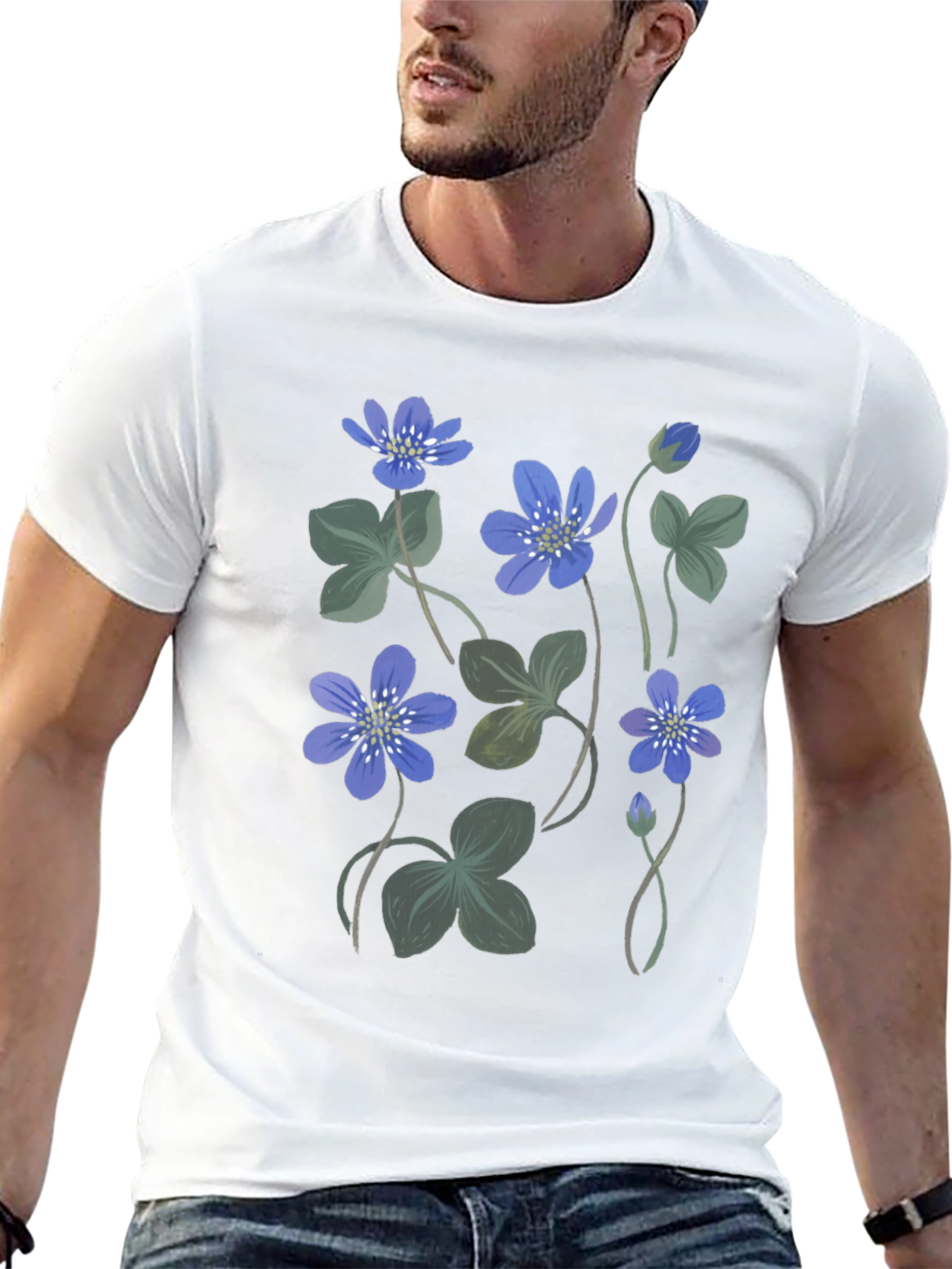 Floral Print Crew Neck Tee