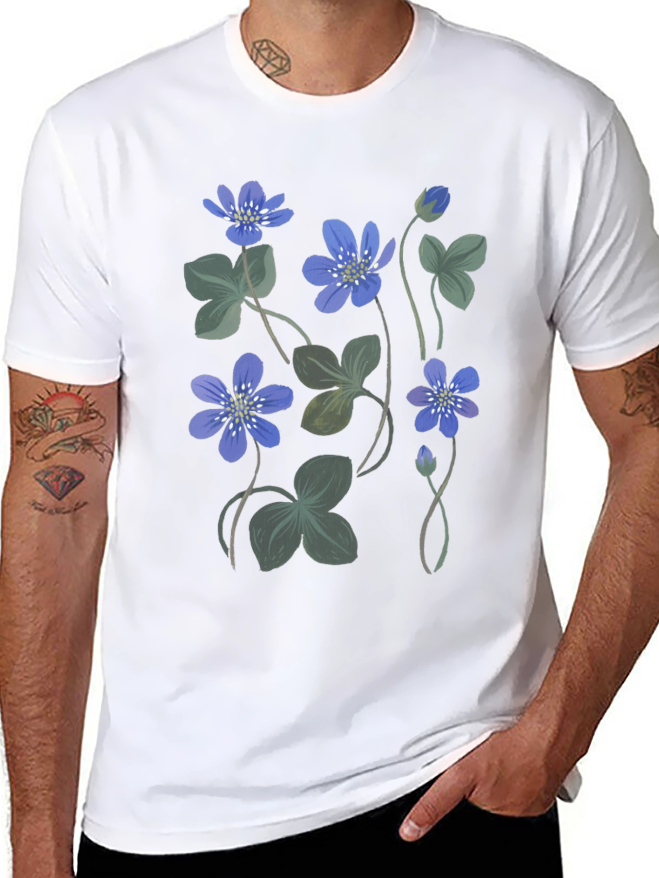 Floral Print Crew Neck Tee